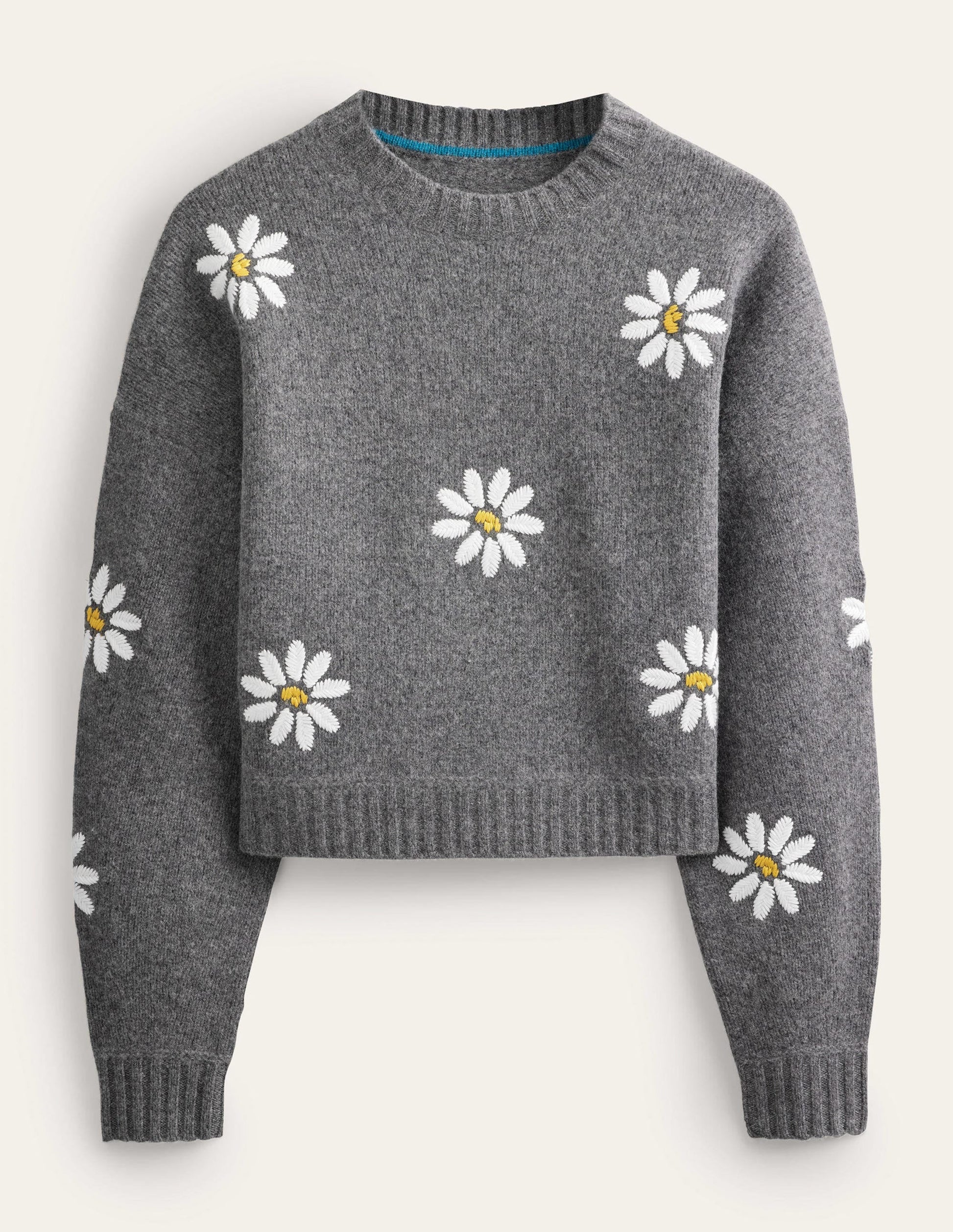 Embellished Wool Jumper-Dark Grey Melange-8