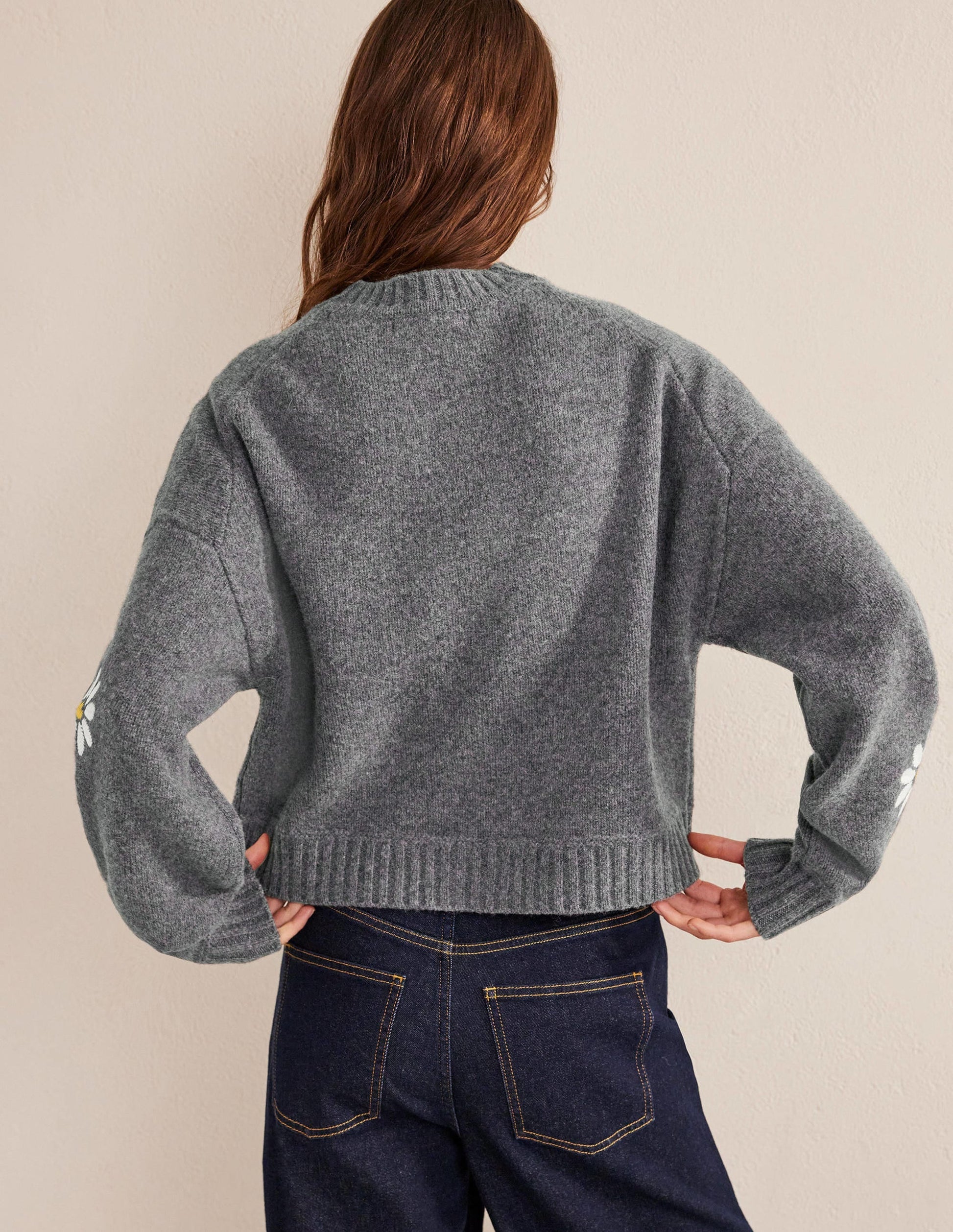 Embellished Wool Jumper-Dark Grey Melange-3