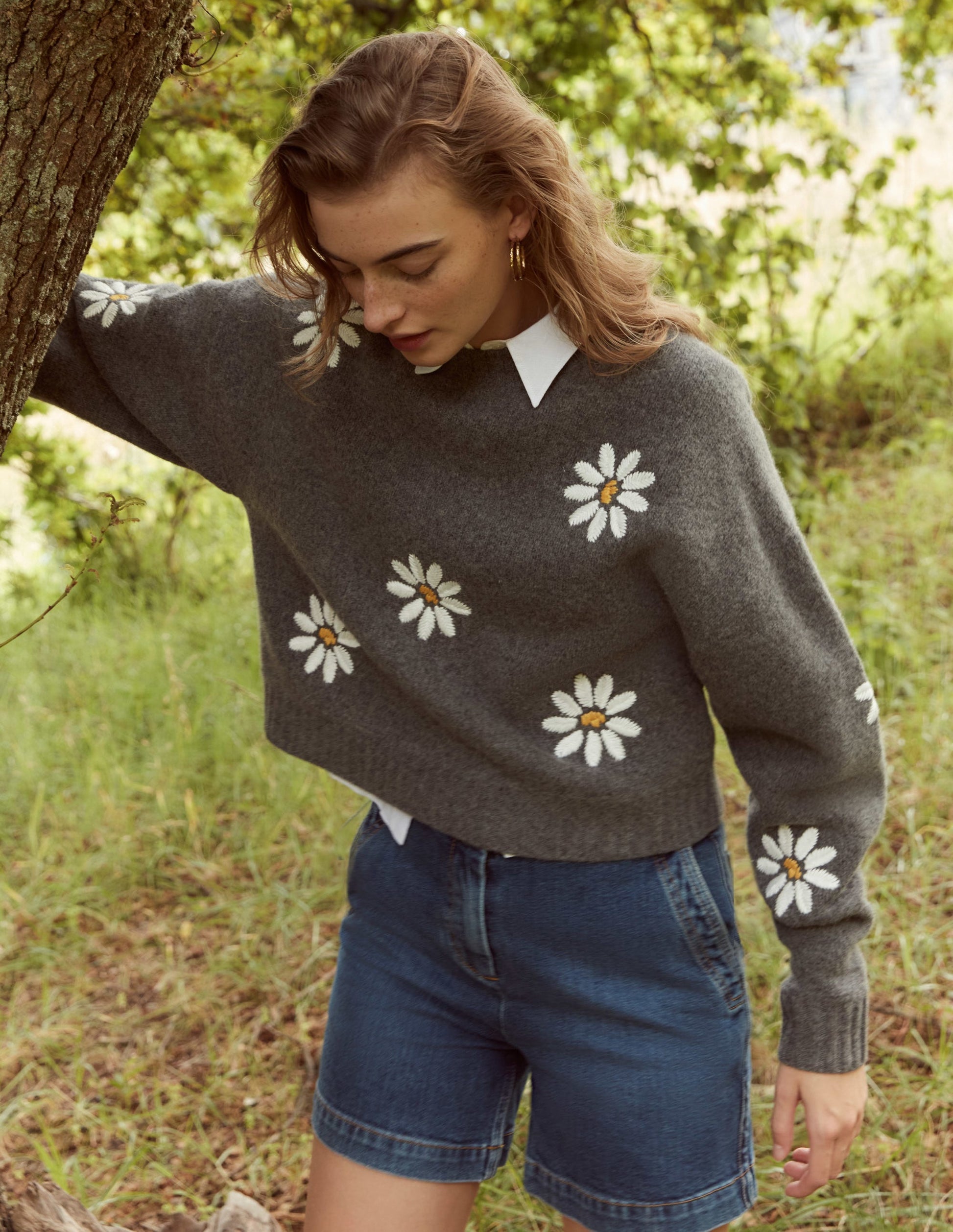 Embellished Wool Jumper-Dark Grey Melange-6