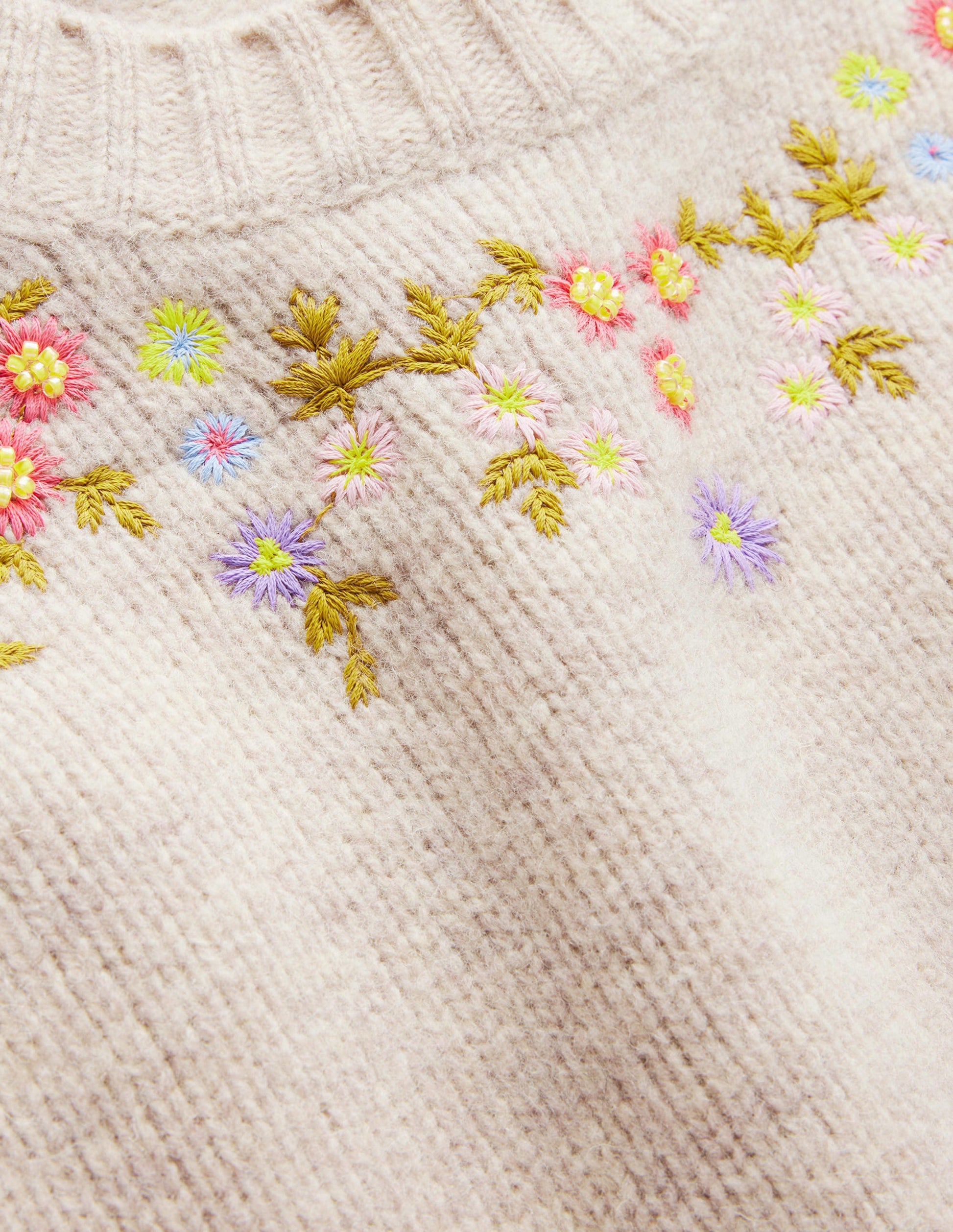 Embellished Wool Jumper-Oatmeal Melange-6
