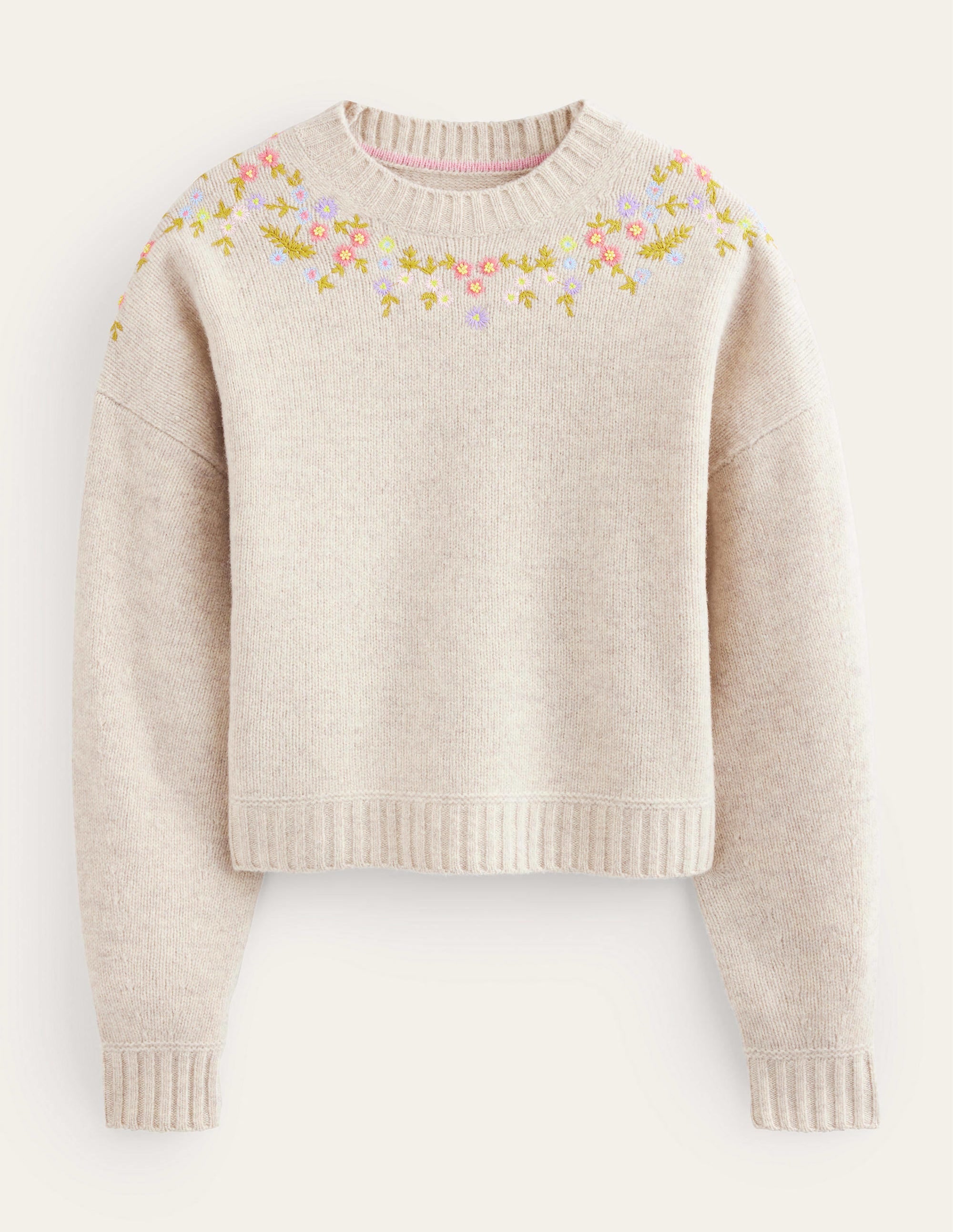 Embellished Wool Jumper-Oatmeal Melange - Image 5