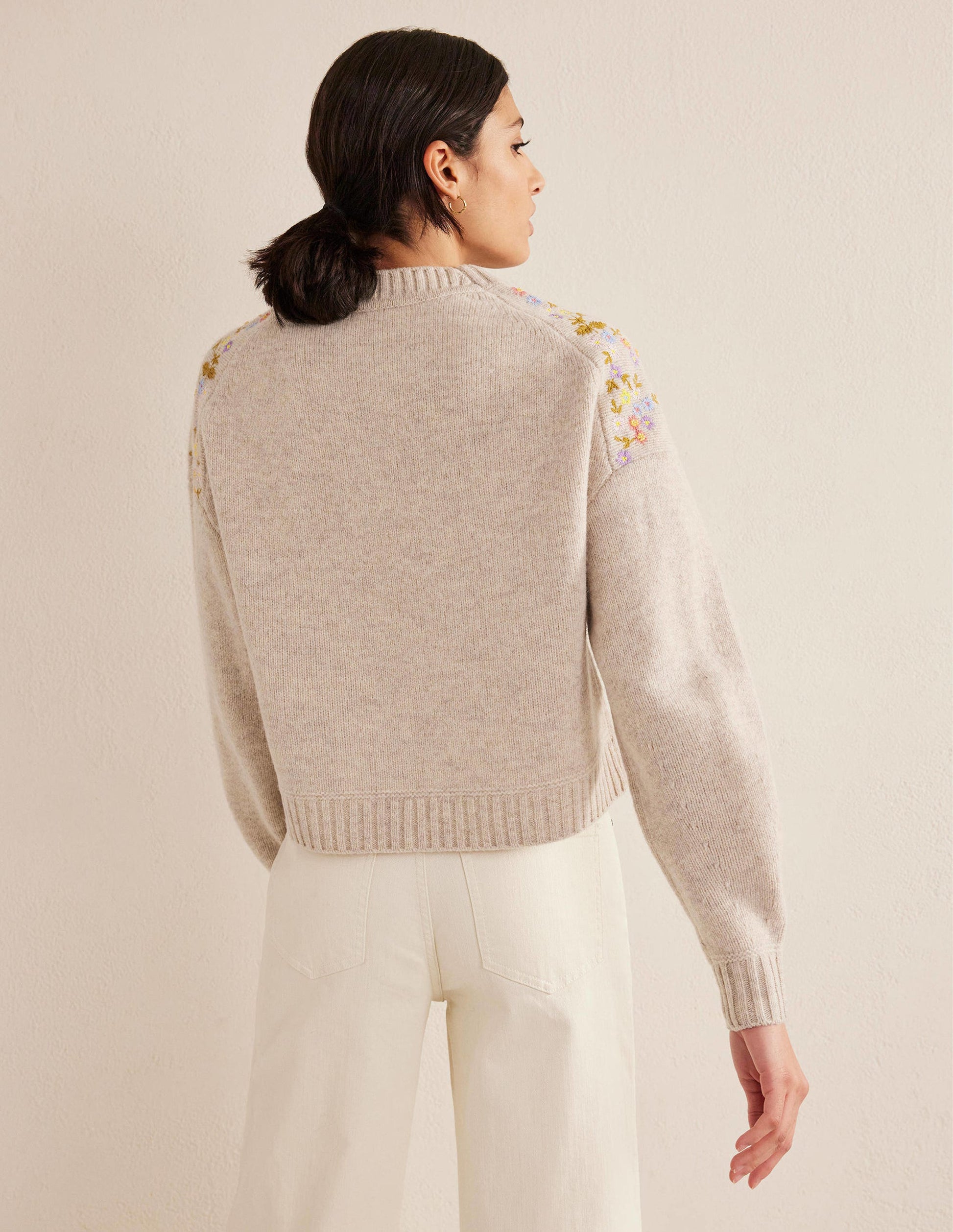 Embellished Wool Jumper-Oatmeal Melange-3