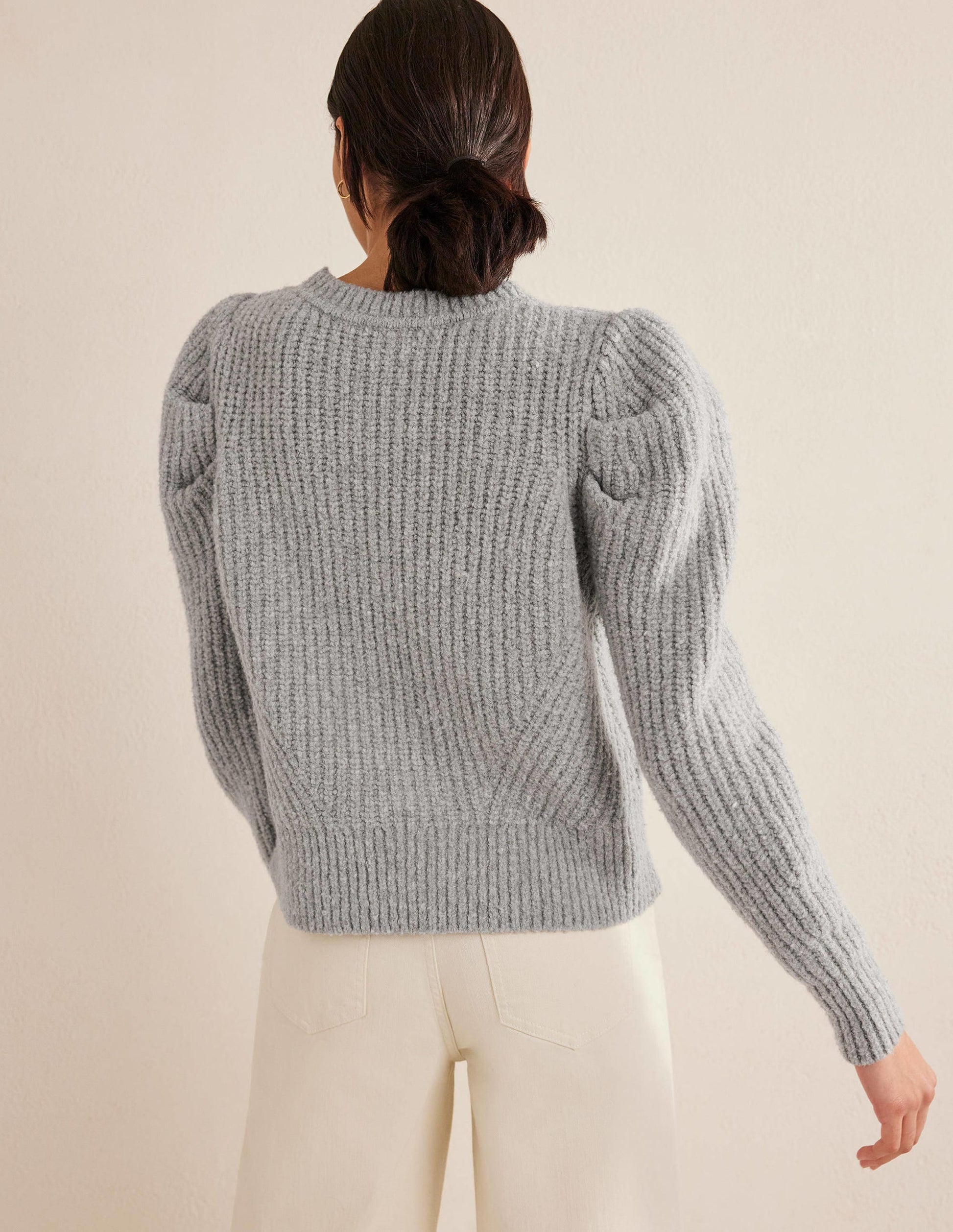 Engineered Rib Pleat Jumper-Pale Silver Melange-3