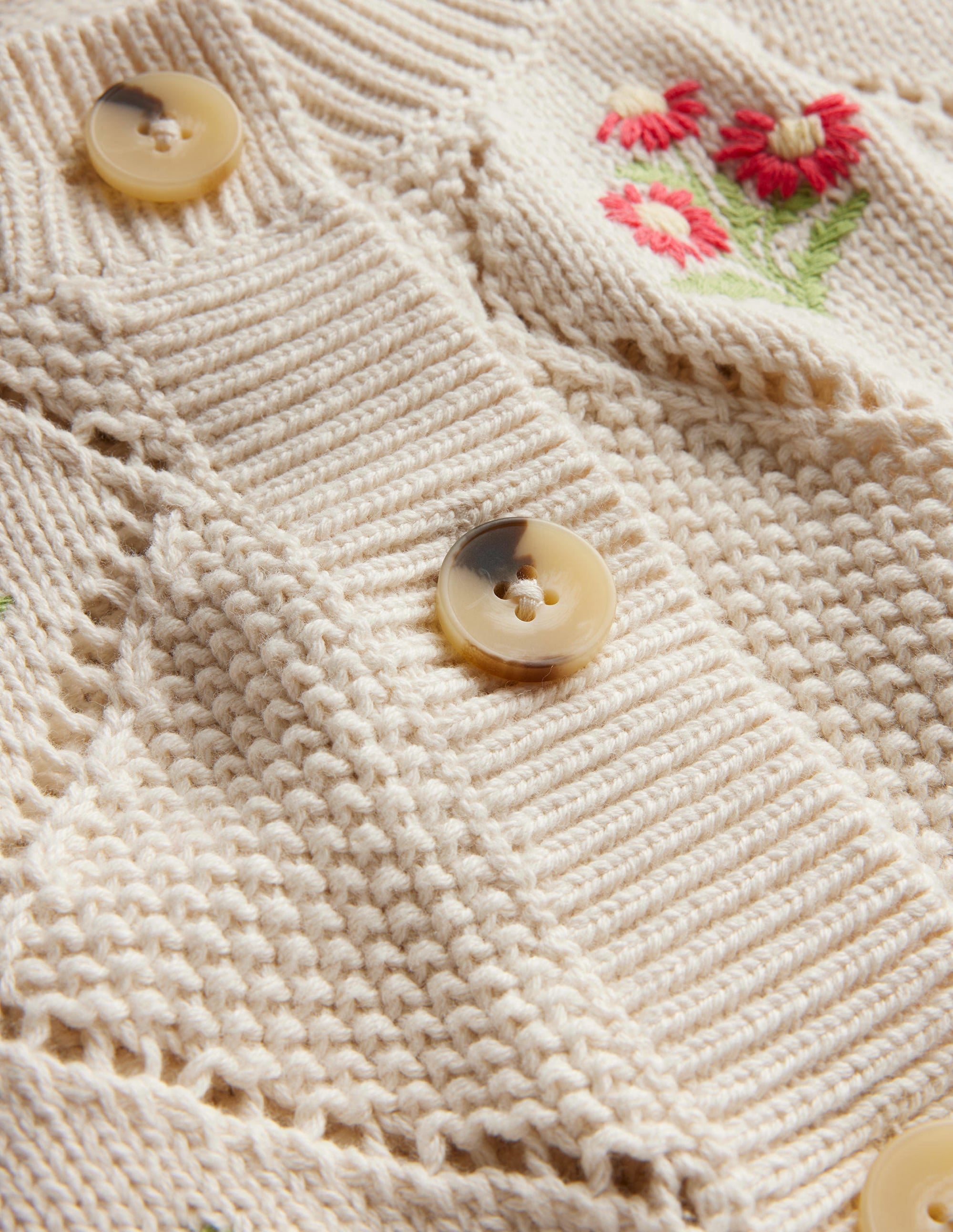 Cropped Embroidered Cardigan-Warm Ivory Embroidery - Image 6