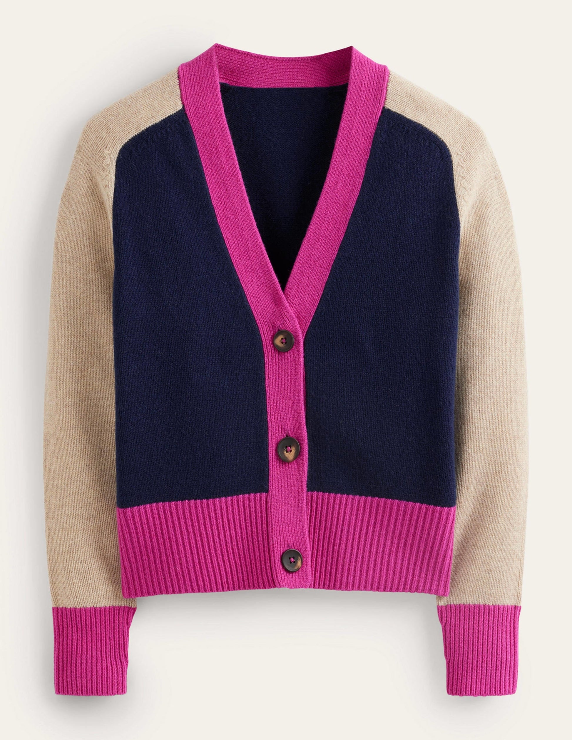 Olivia Merino Cardigan-French Navy Colourblock-5