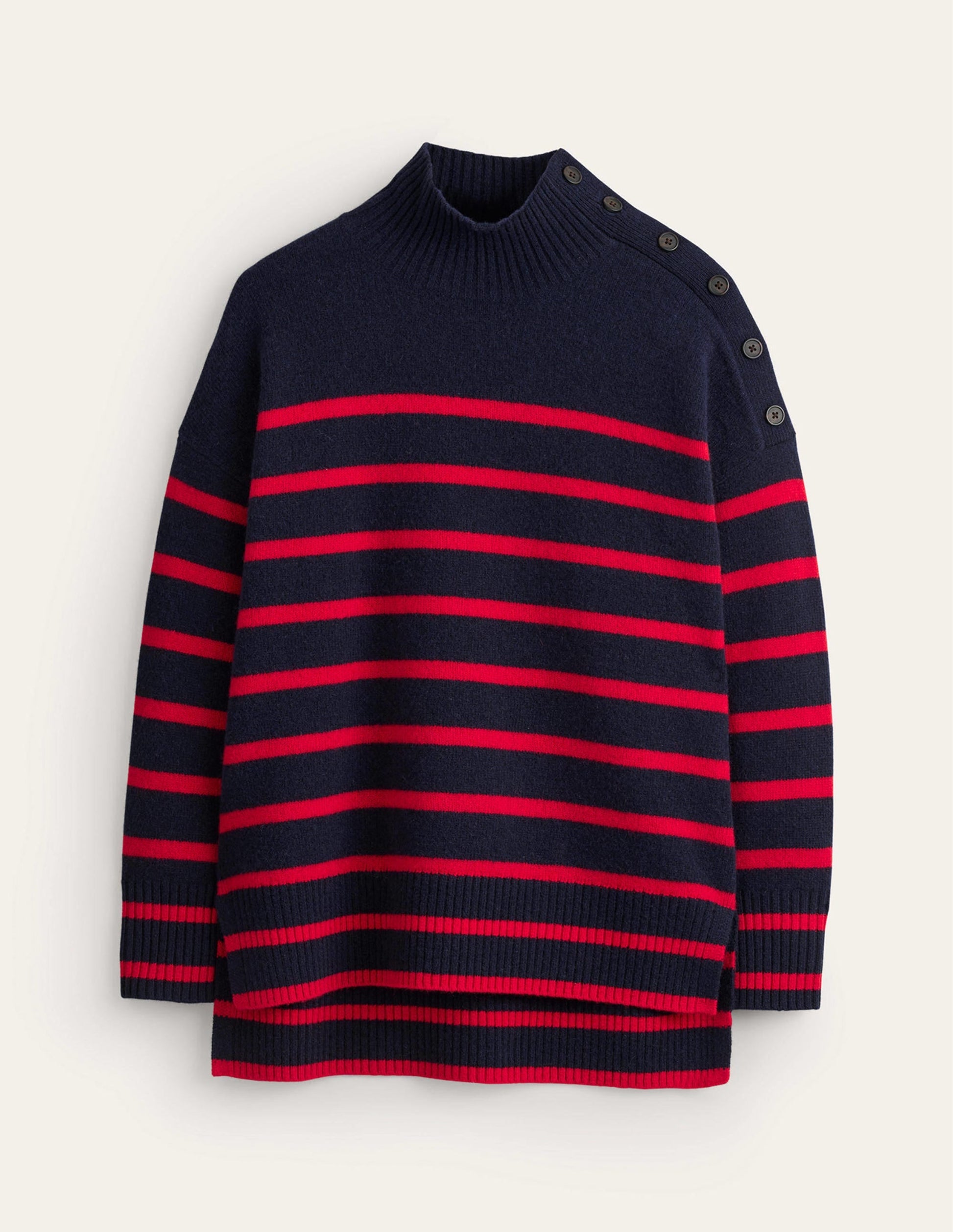 Evelyn Oversized Wool Jumper-Navy Peony, Post Box Red-5