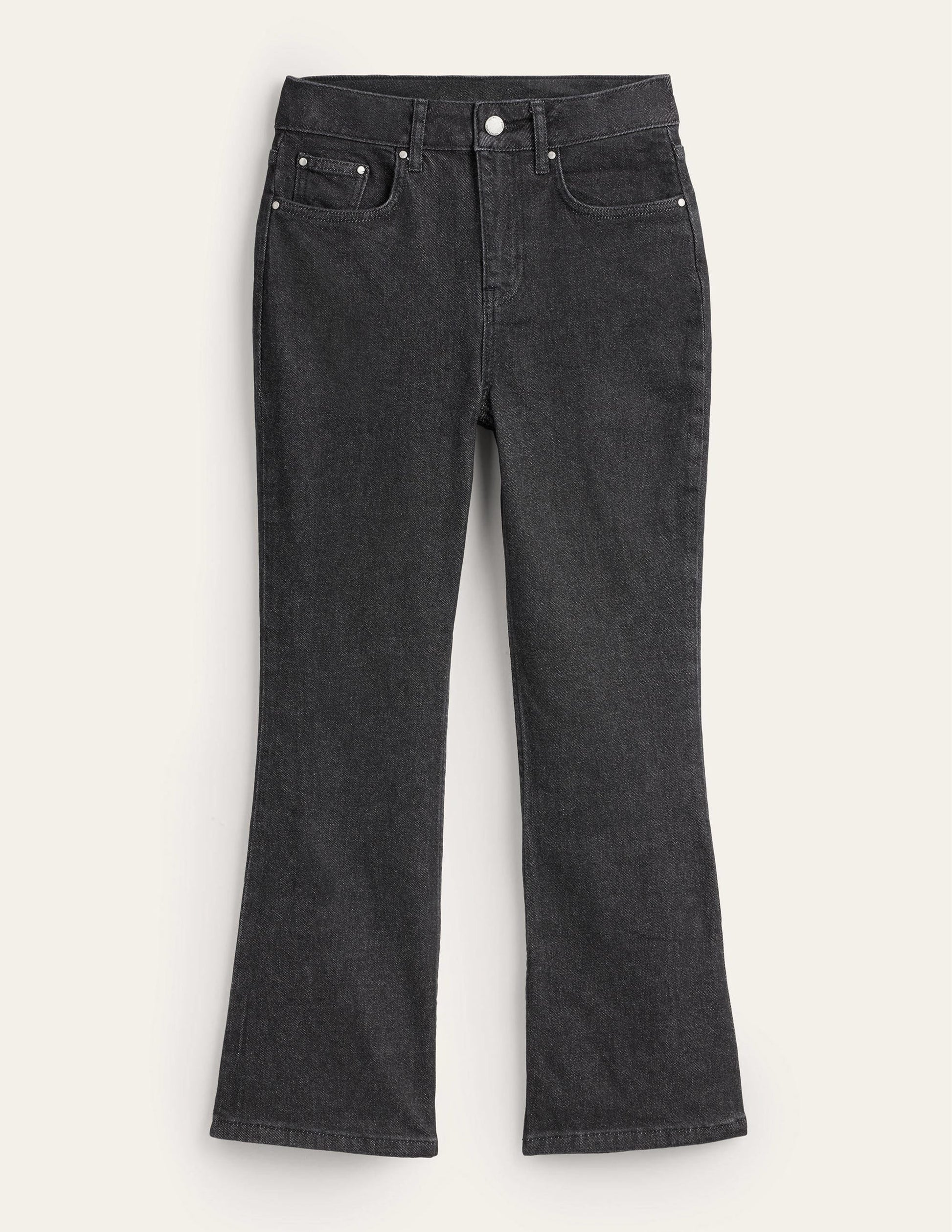 Fitted Cropped Flare Jeans-Black-7