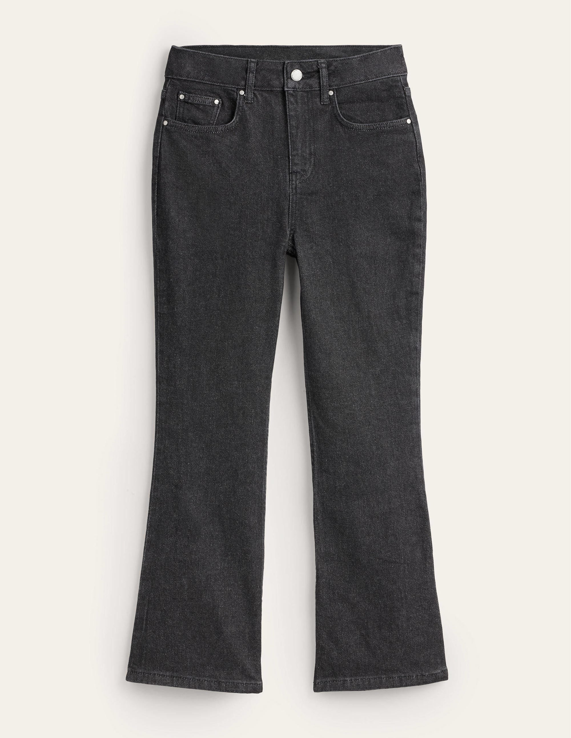 Fitted Cropped Flare Jeans-Black - Image 7