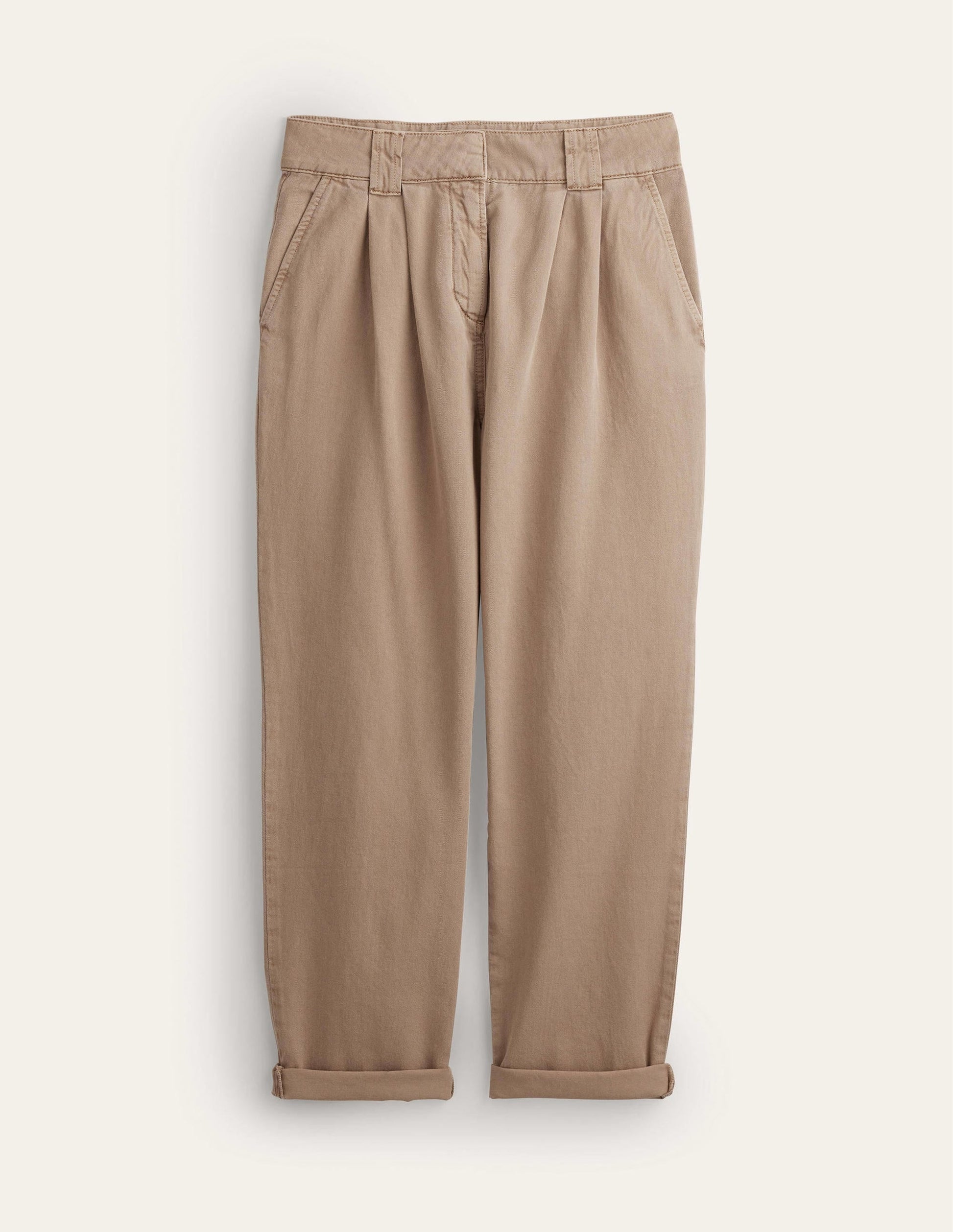 Washed Cotton Casual Trousers-Doe-6