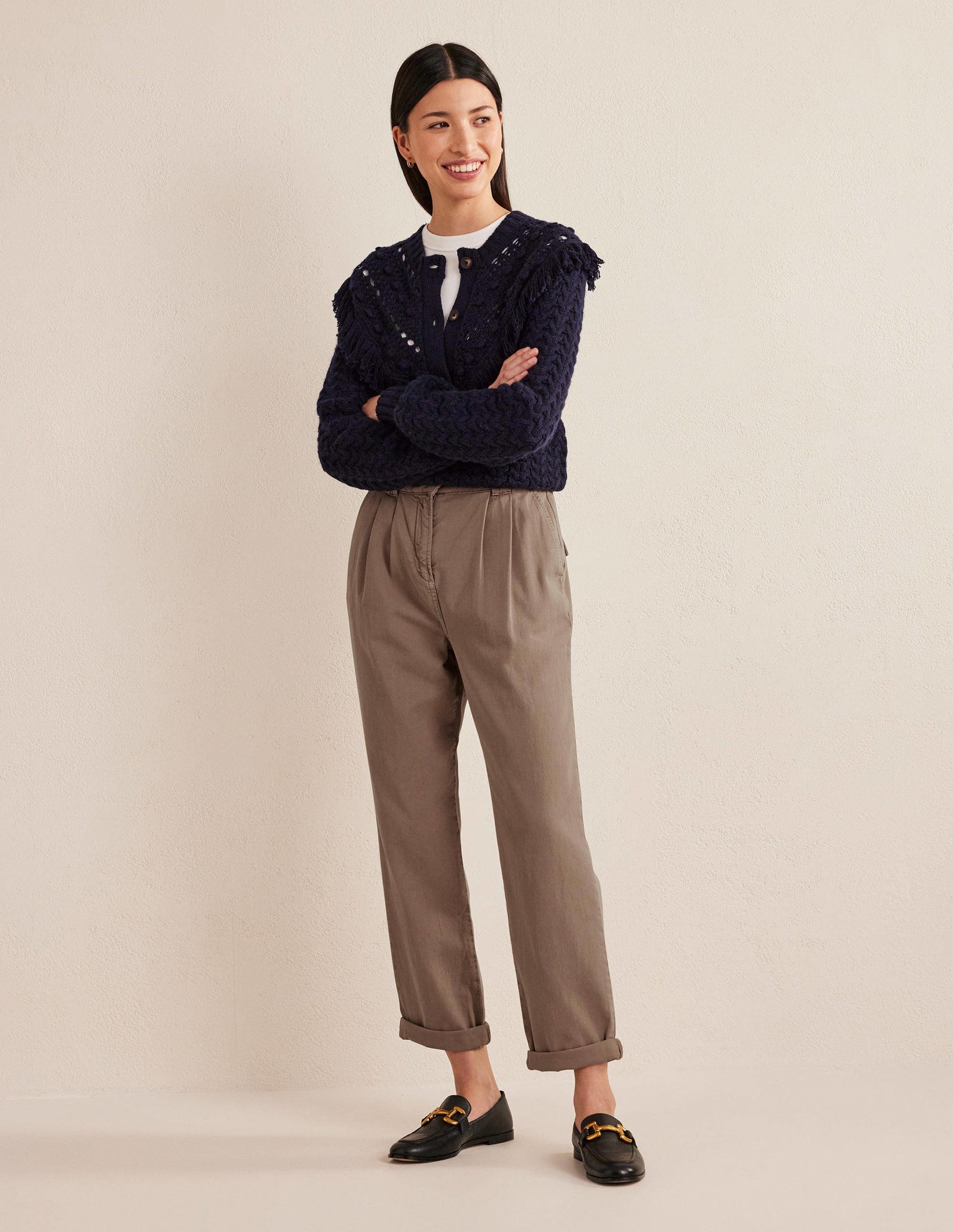 Washed Cotton Casual Trousers-Doe-1