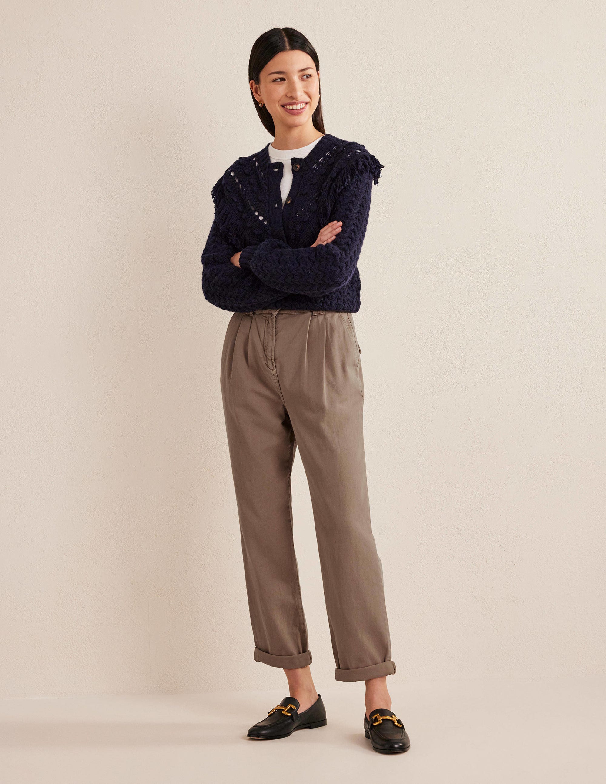 Washed Cotton Casual Trousers-Doe - Image 1