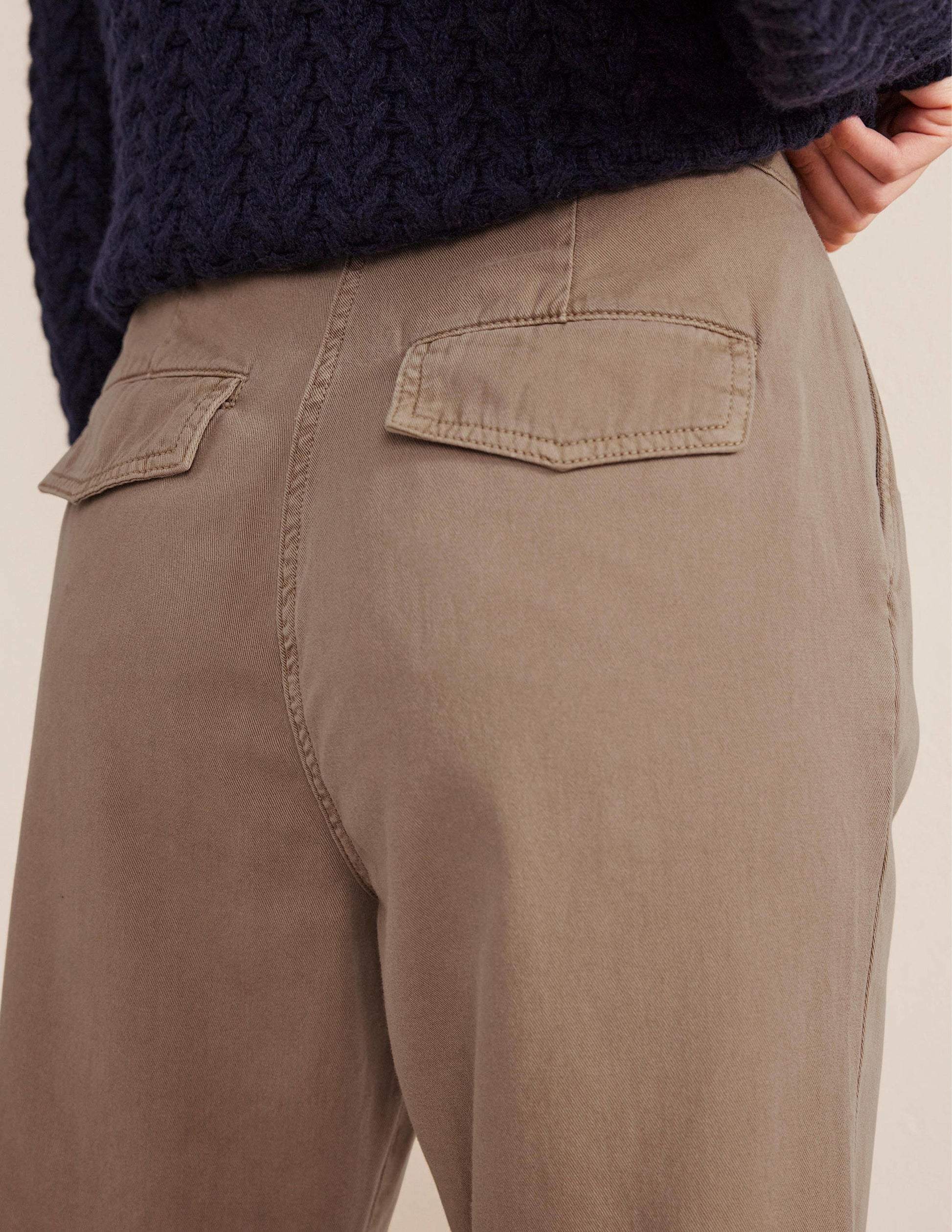 Washed Cotton Casual Trousers-Doe-2