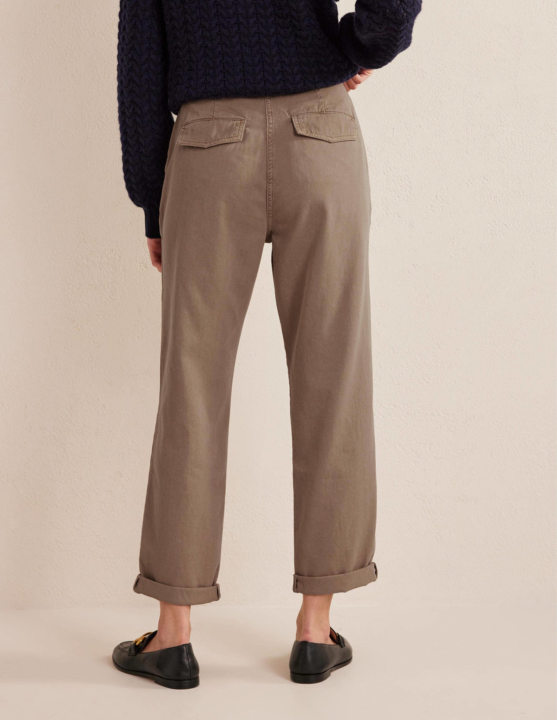 Washed Cotton Casual Trousers-Doe-3