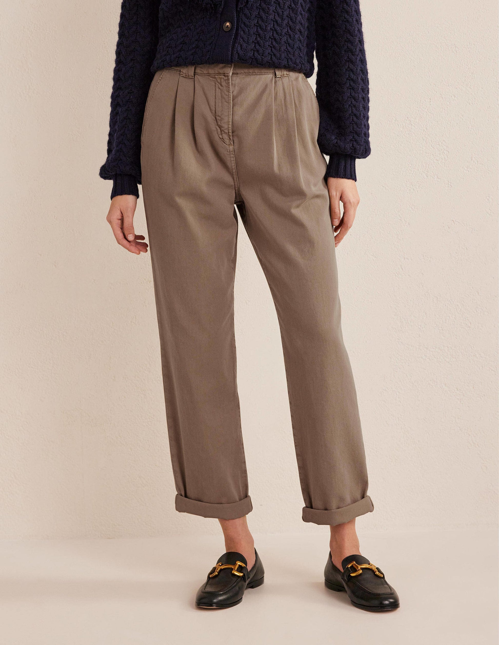 Washed Cotton Casual Trousers-Doe-5