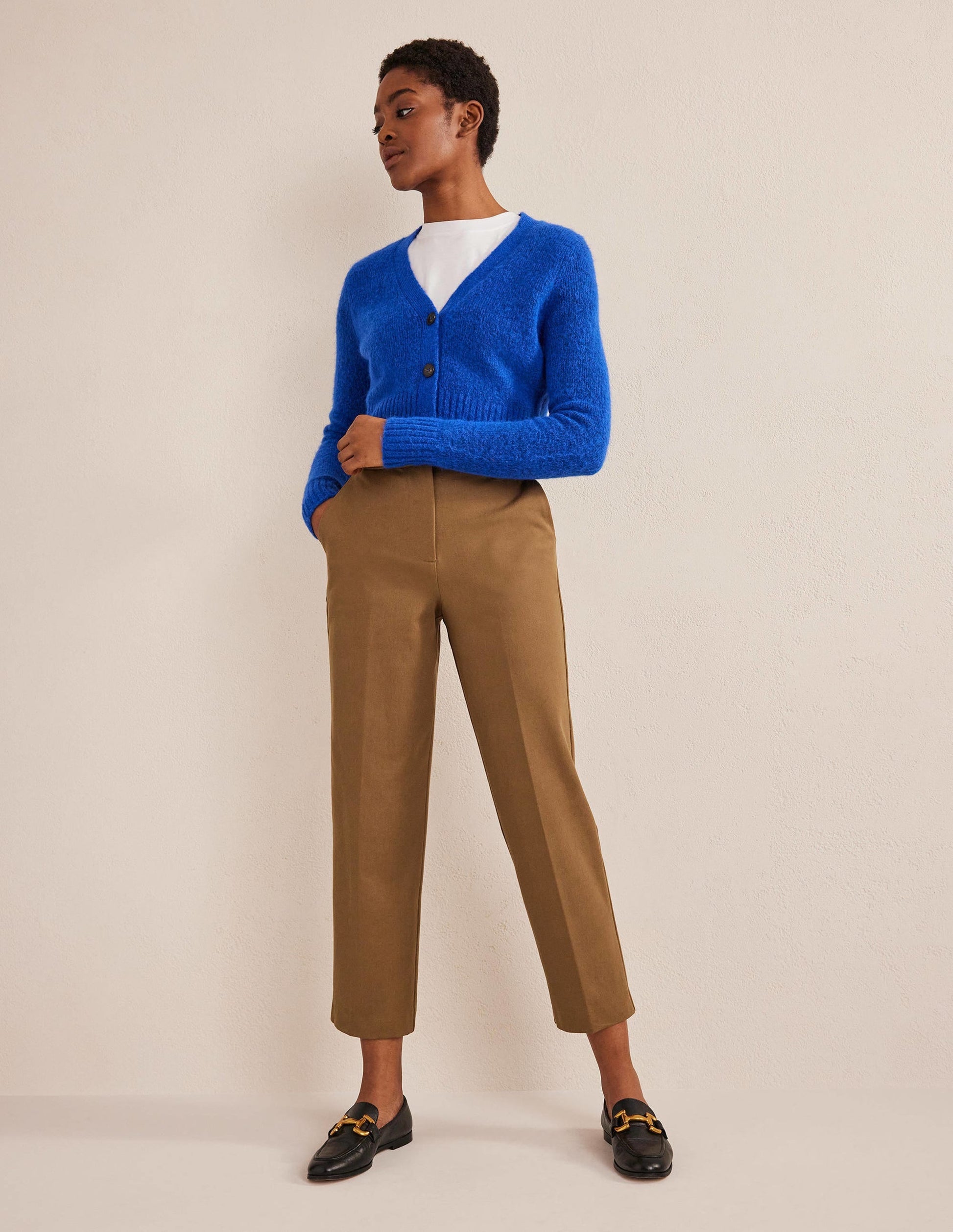 Bi-Stretch Tapered Trousers-Caramel Cream-1