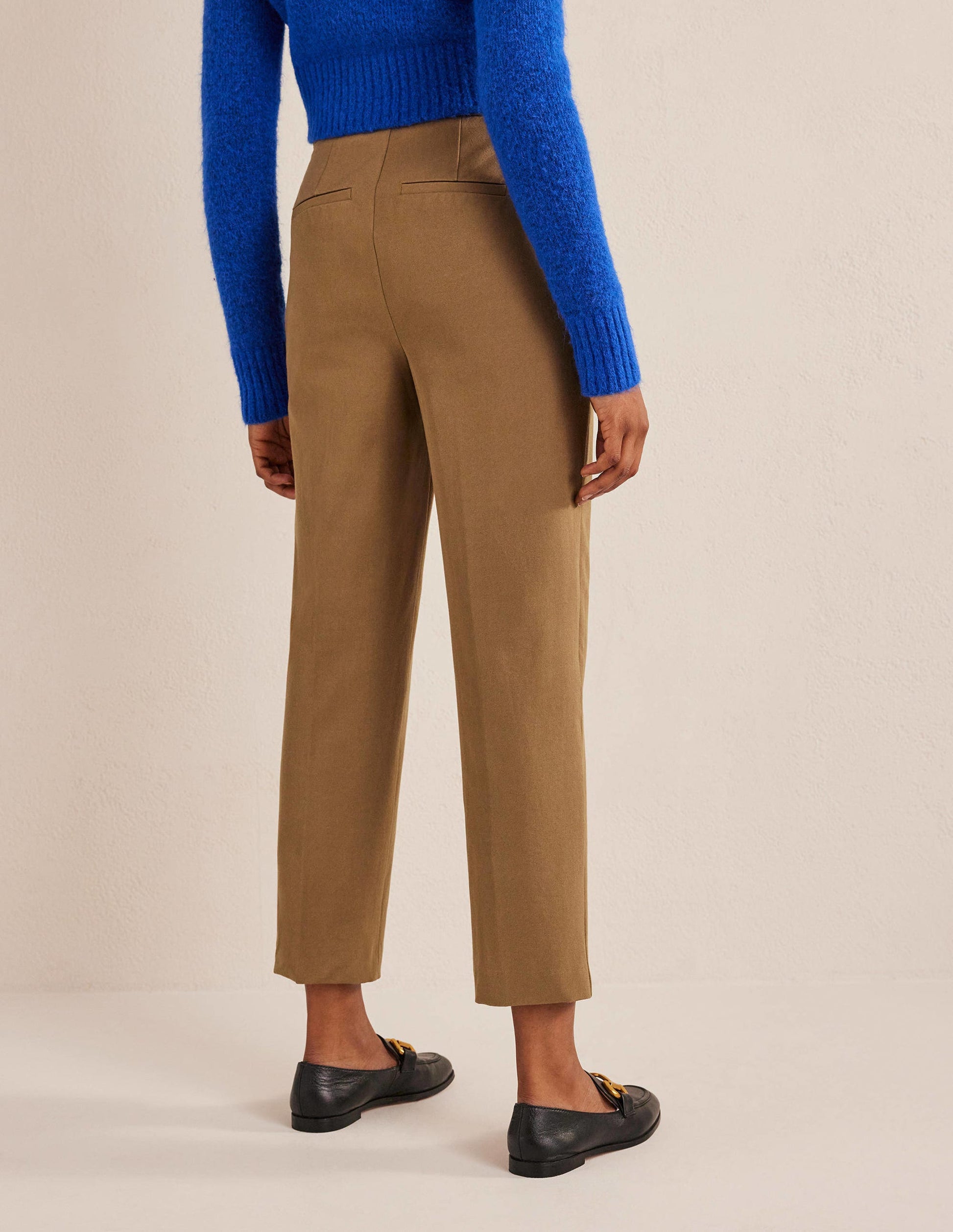 Bi-Stretch Tapered Trousers-Caramel Cream-3