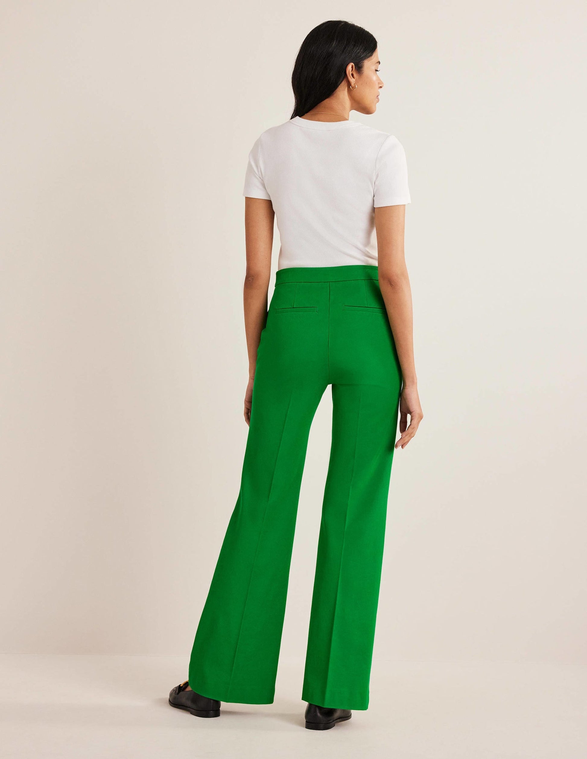 Bi-Stretch Flared Trousers-Green Bee-4