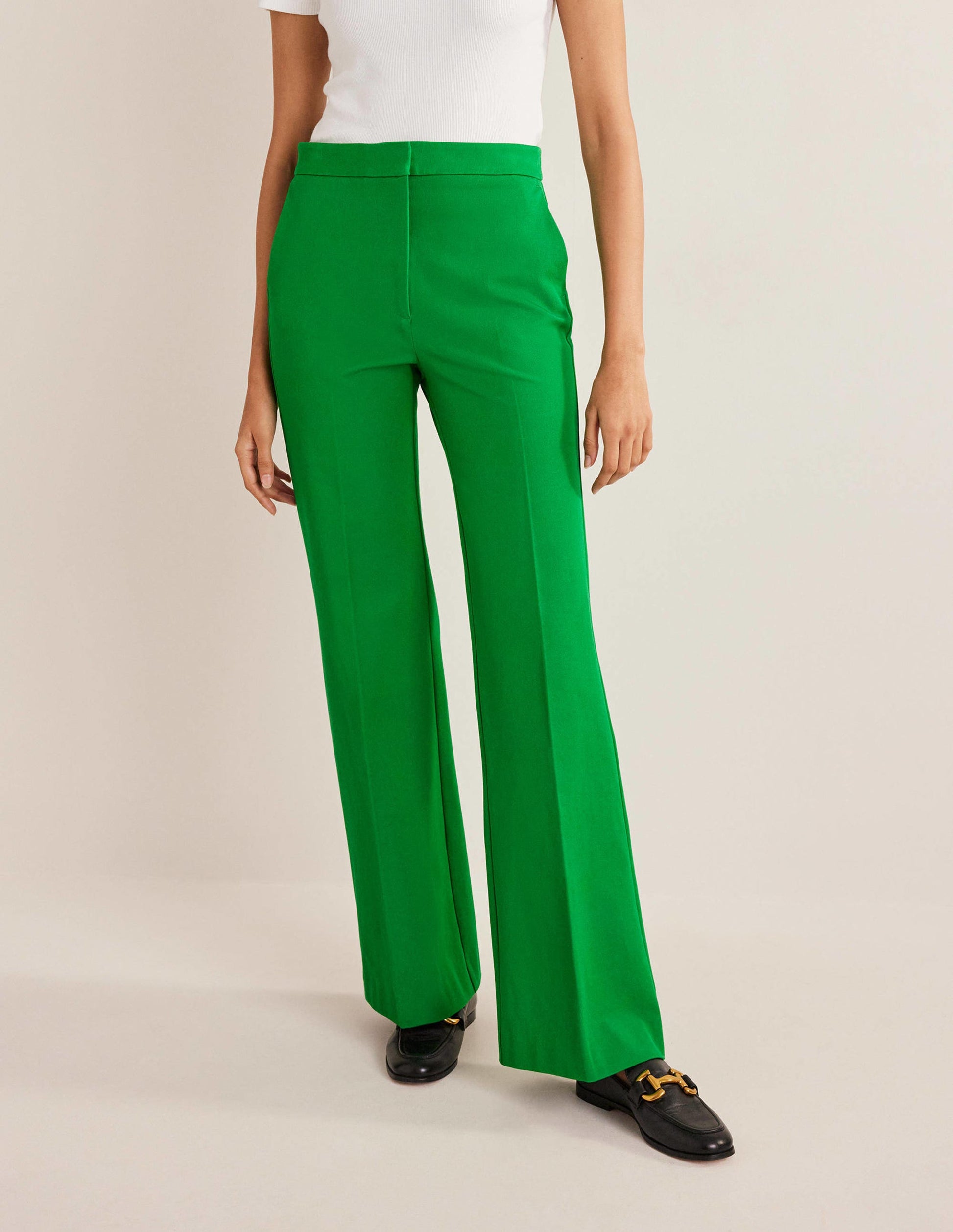 Bi-Stretch Flared Trousers-Green Bee-5