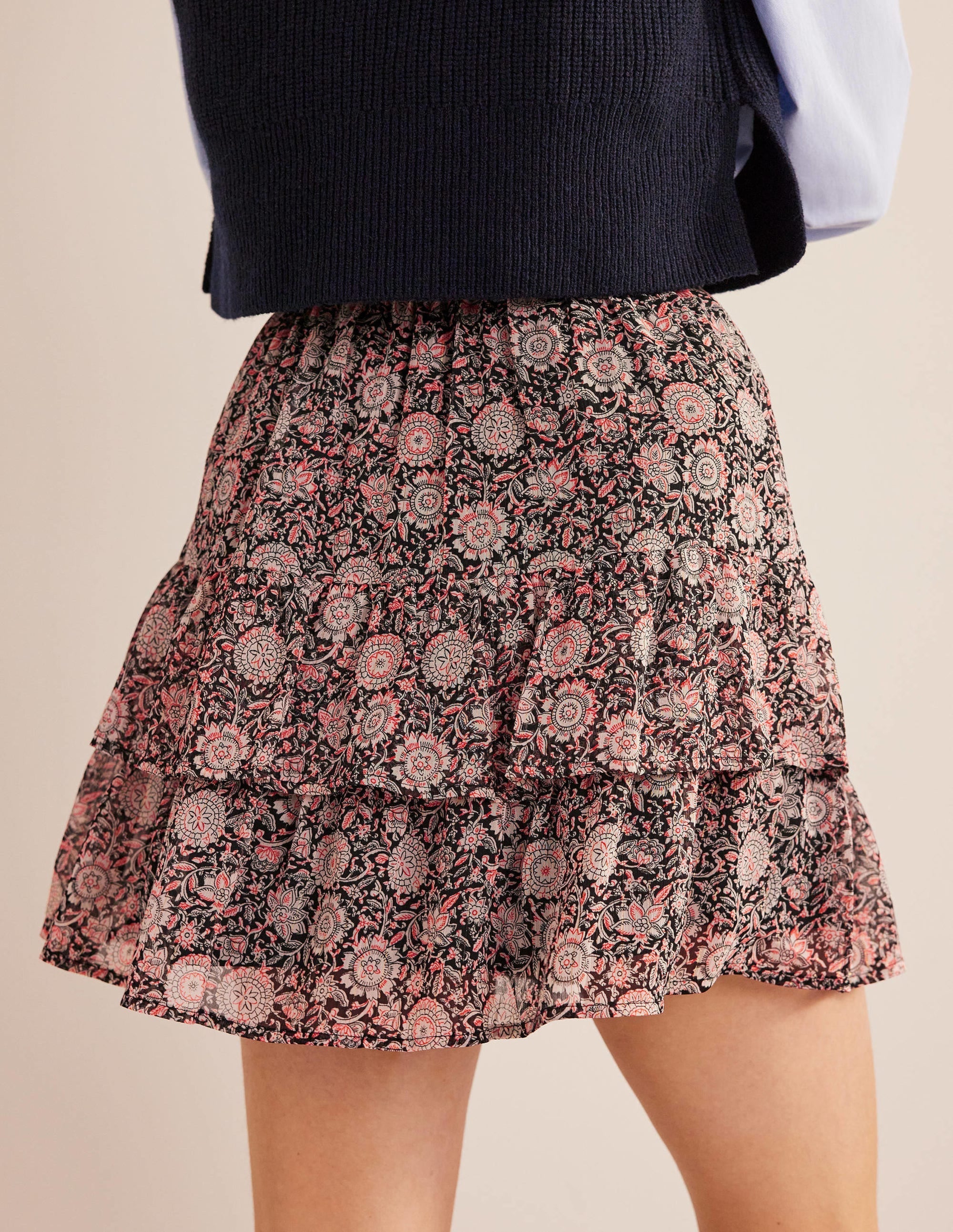 Ruffle Mini Skirt-Popcorn, Floral Tapestry - Image 4