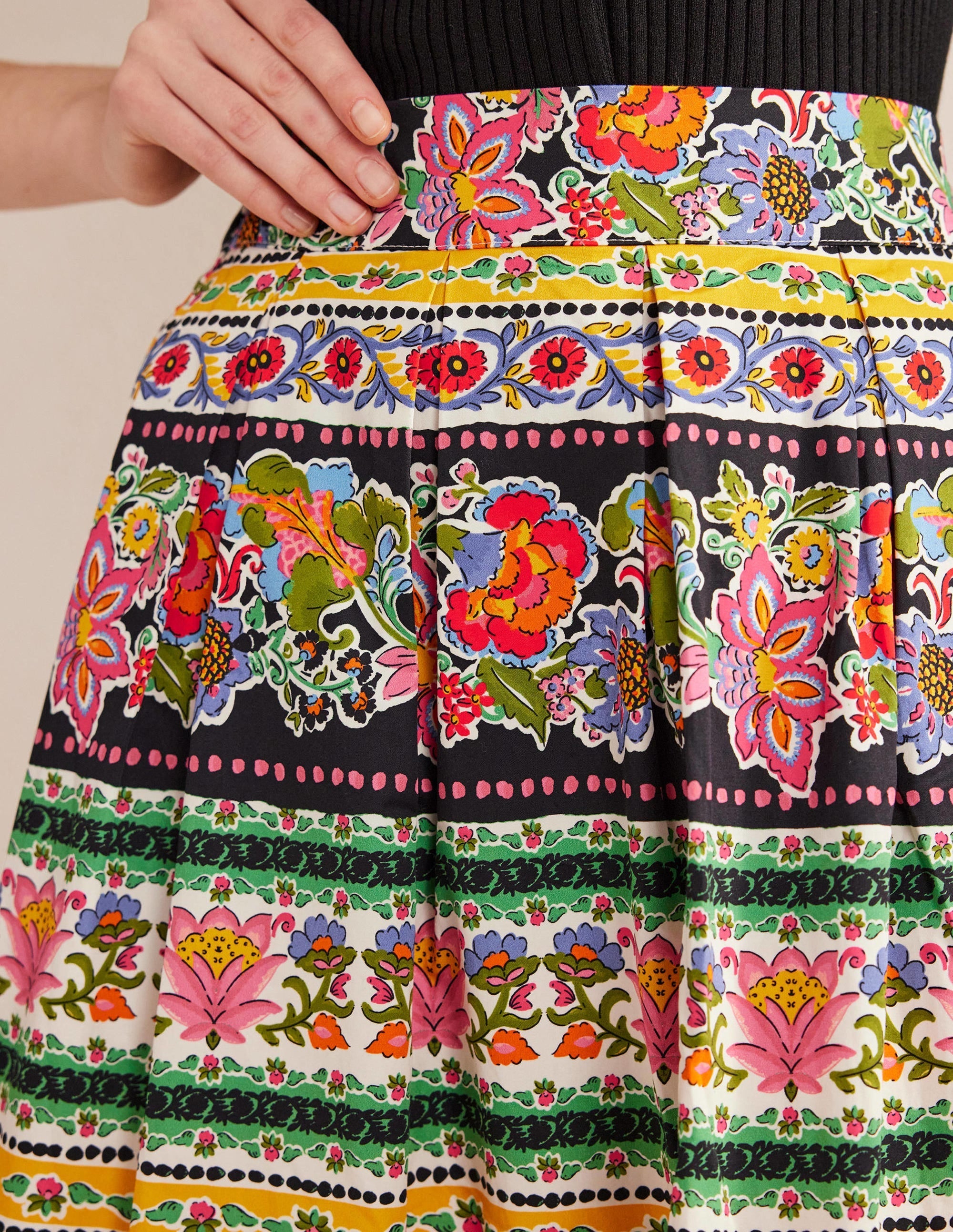 Pleated Full Midi Skirt-Multi, Tapestry Stripe - Image 2