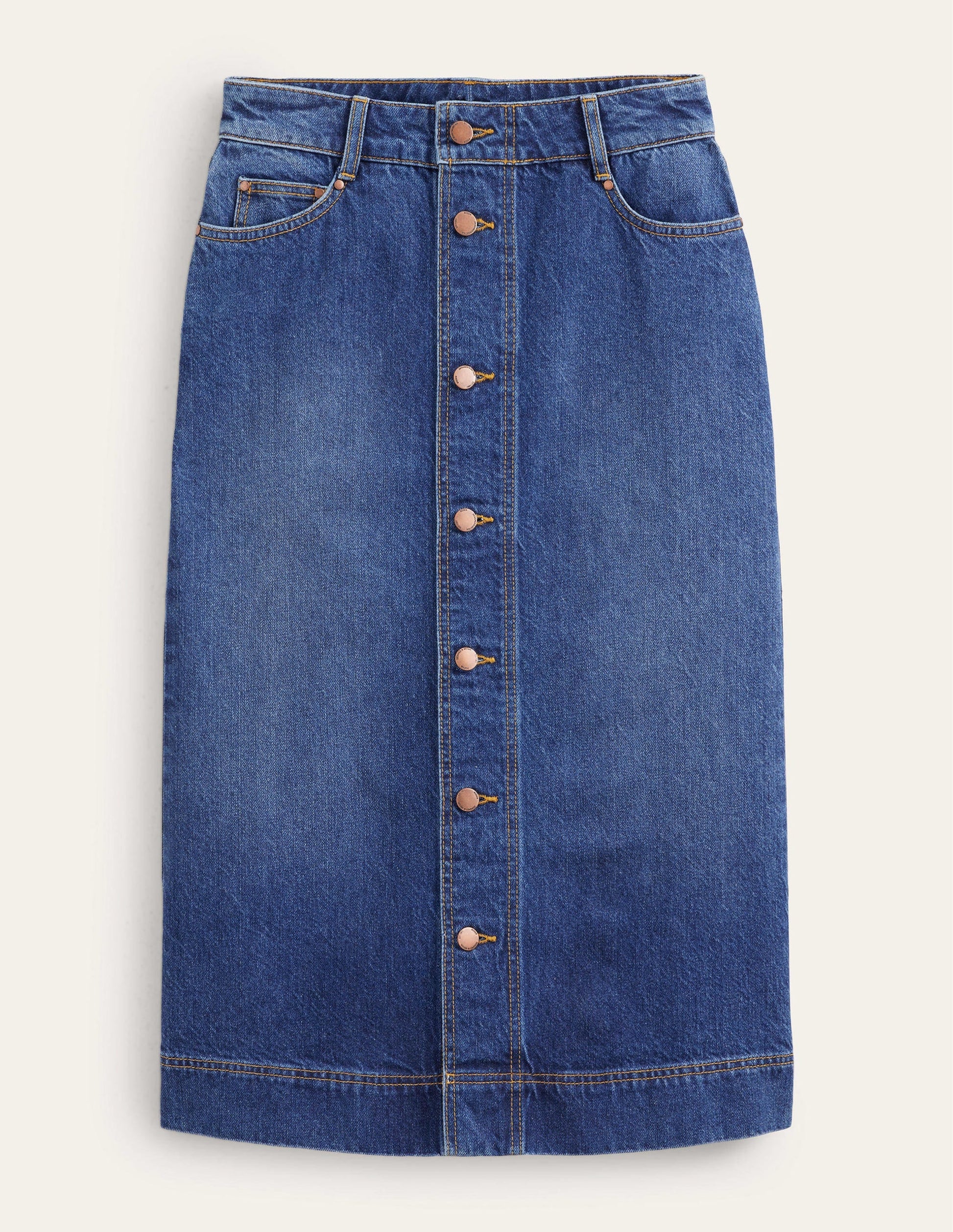 Straight Denim Midi Skirt-Mid Vintage-6