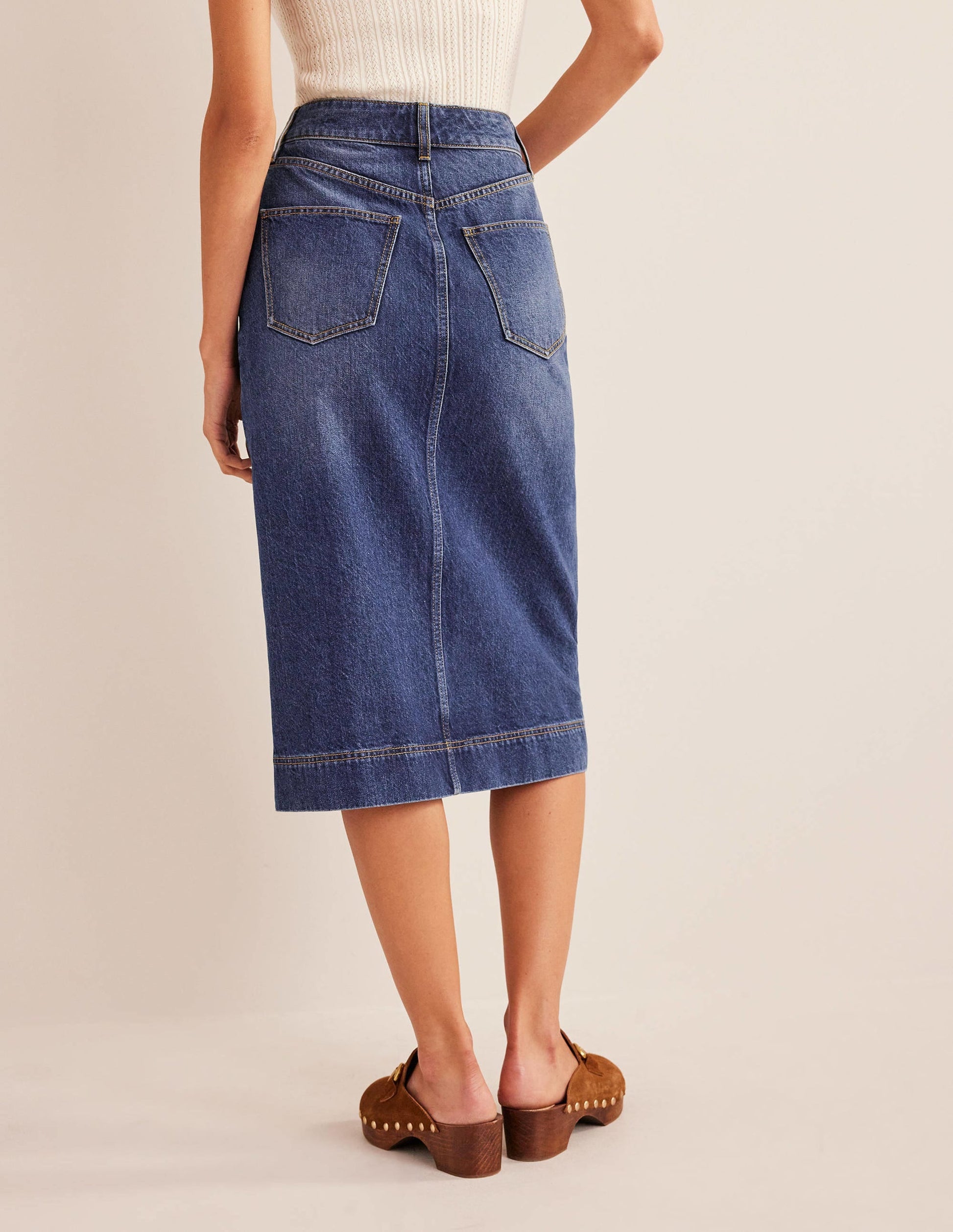 Straight Denim Midi Skirt-Mid Vintage-3