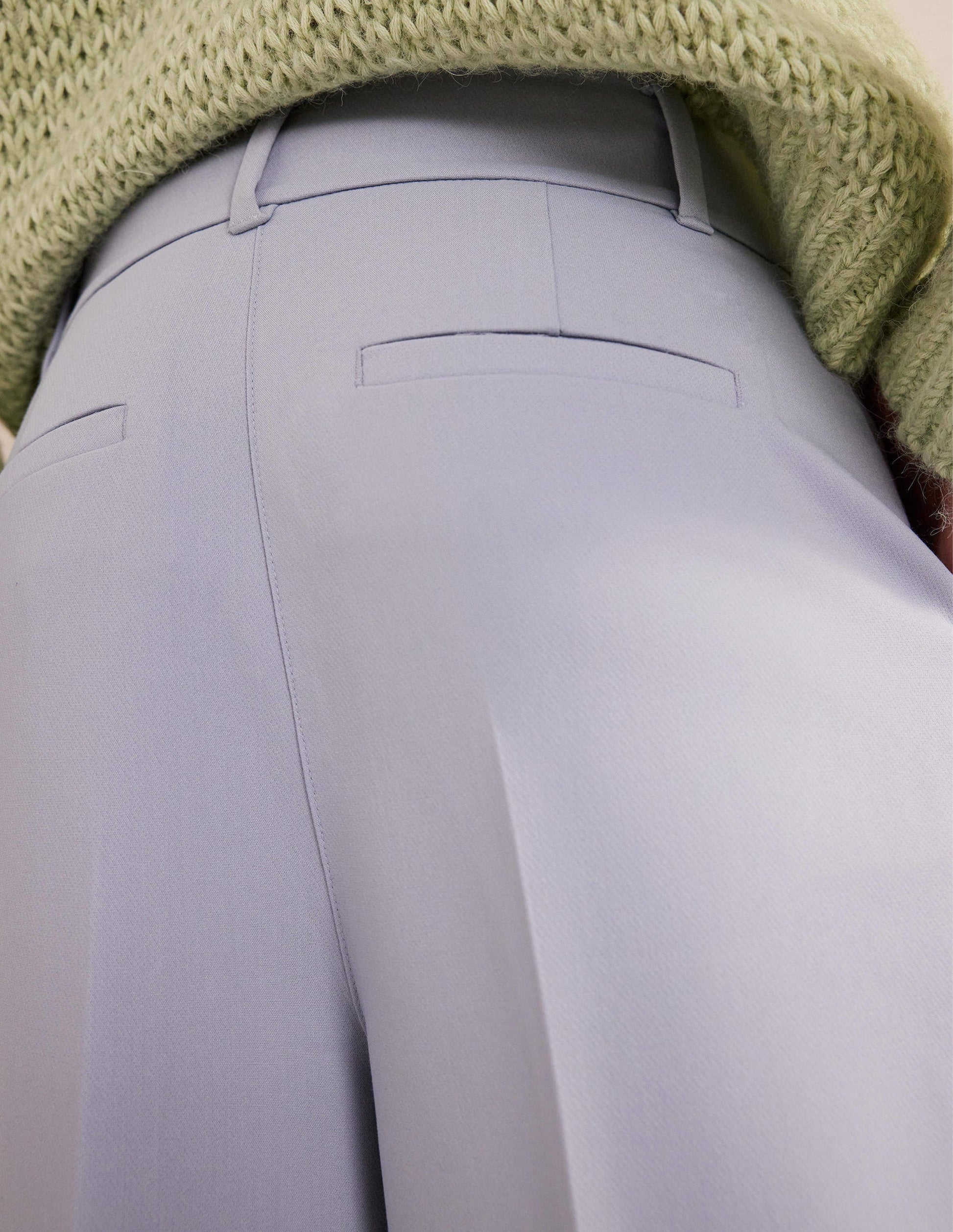 High Rise Wide Leg Trousers-Blue Blizzard-2