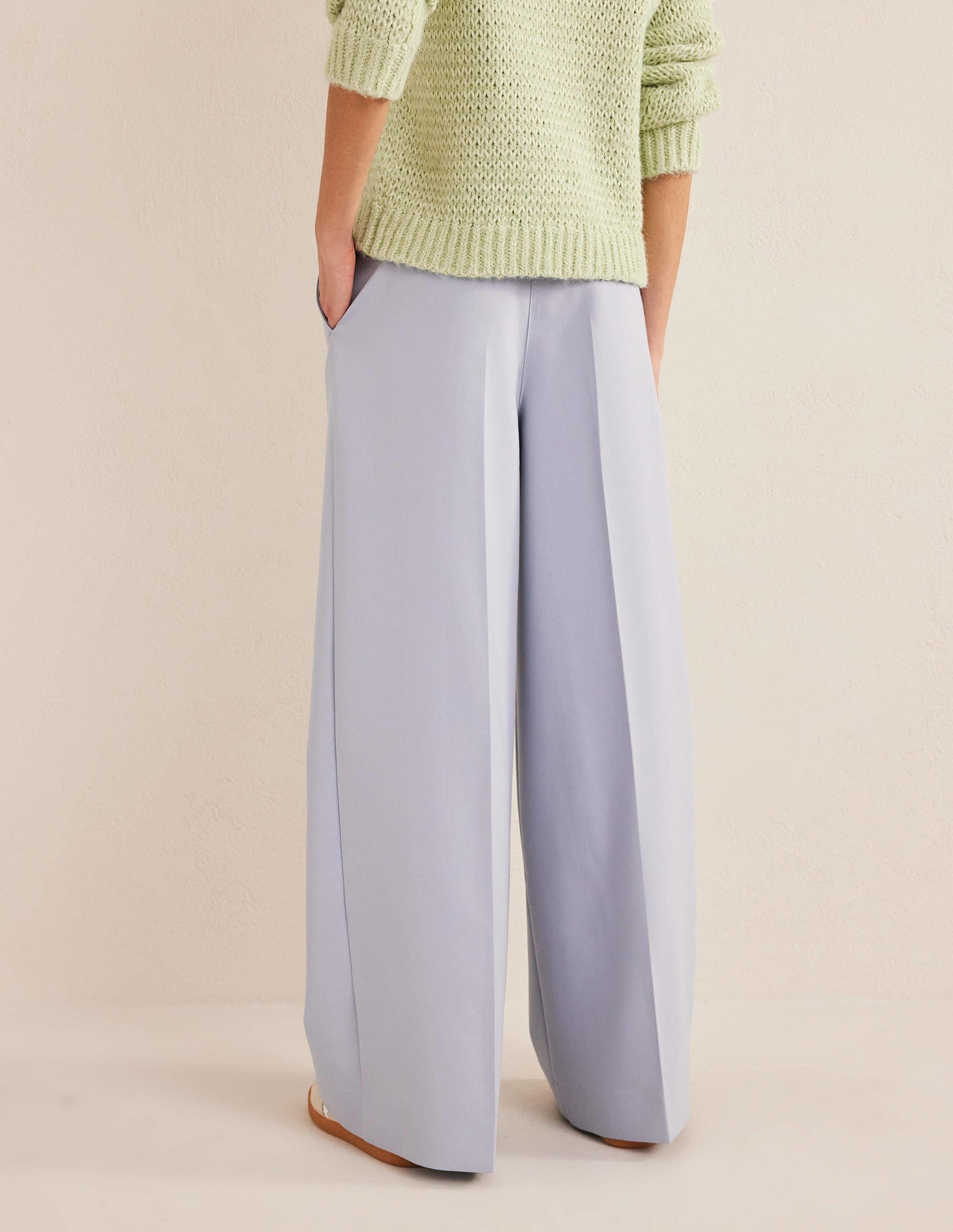 High Rise Wide Leg Trousers-Blue Blizzard-3