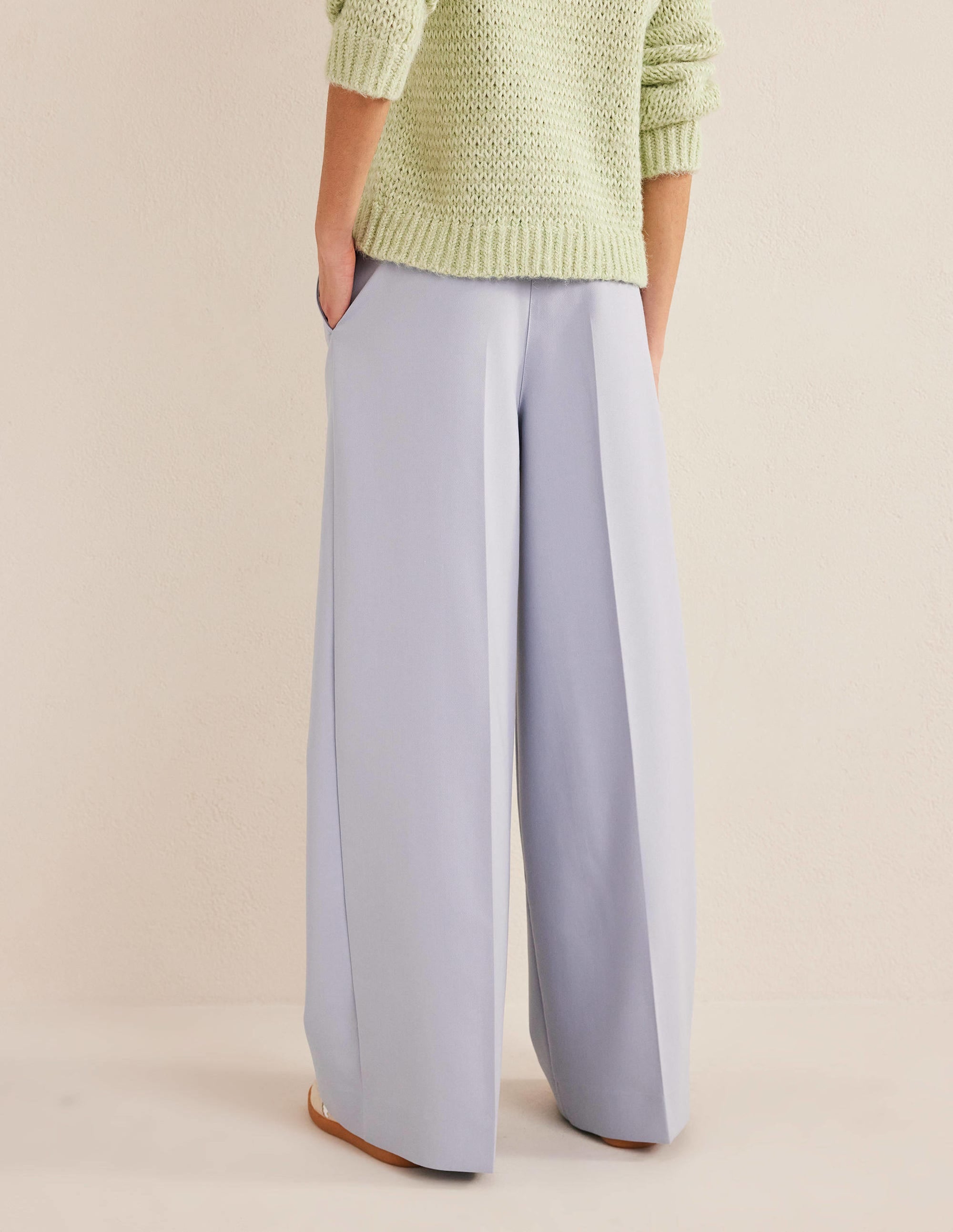 High Rise Wide Leg Trousers-Blue Blizzard - Image 3