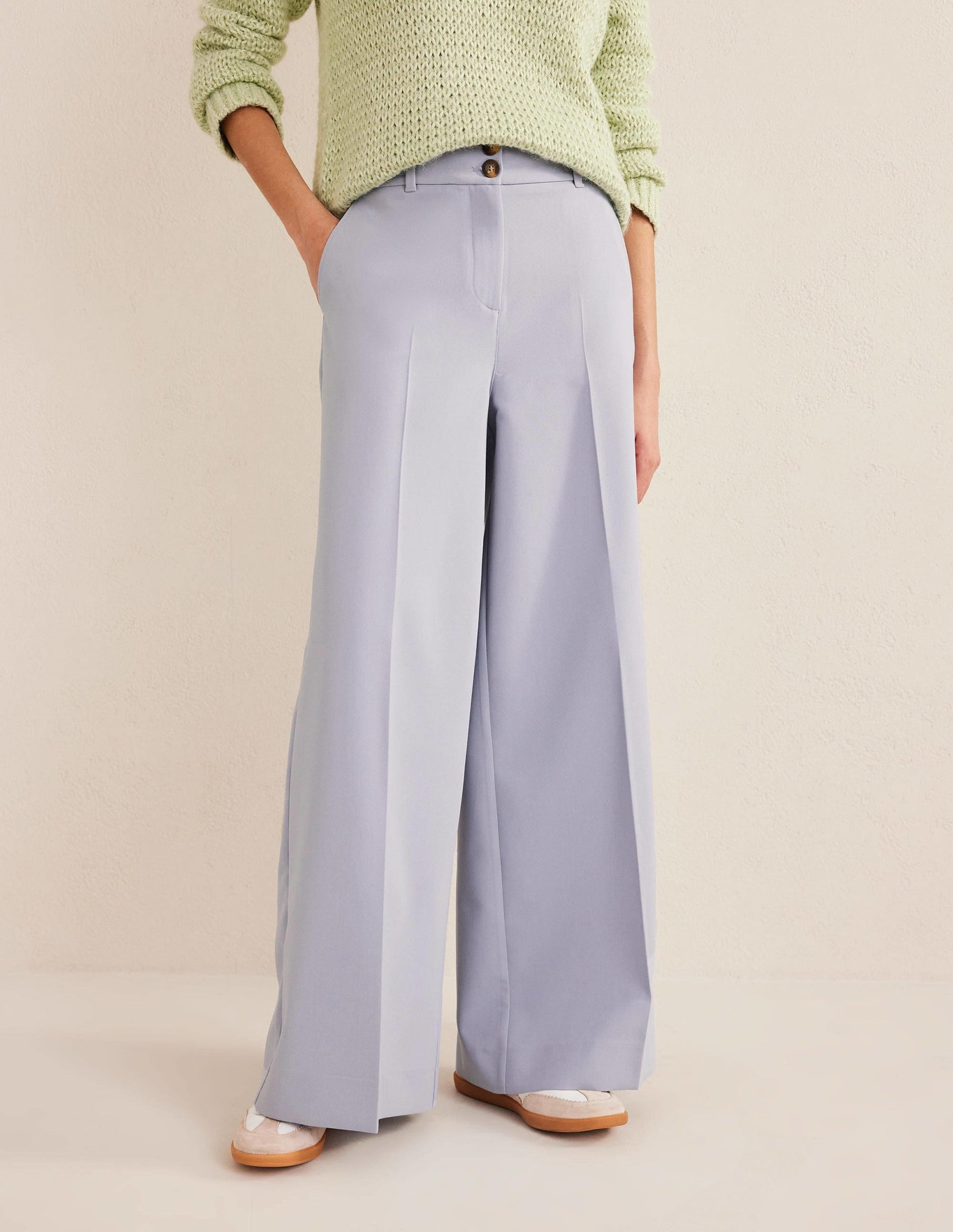 High Rise Wide Leg Trousers-Blue Blizzard-4