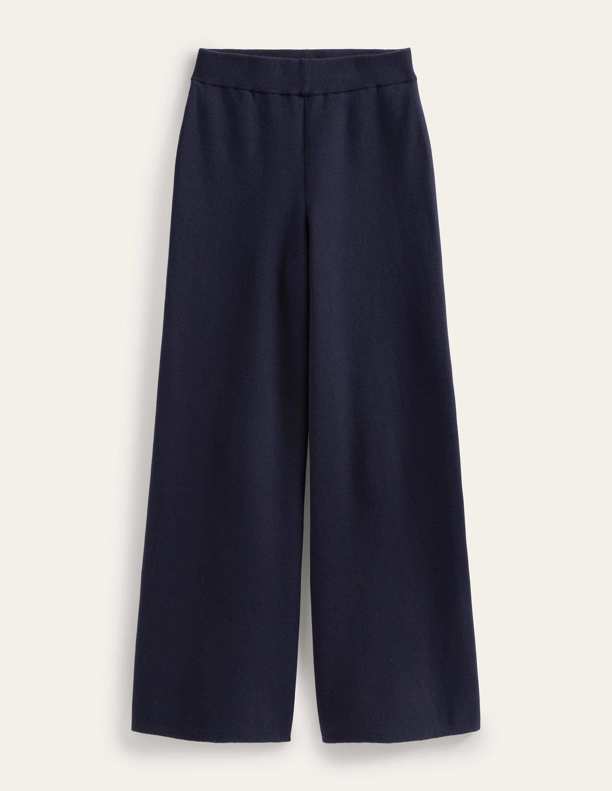 Knitted Wide Leg Trousers-Navy-5