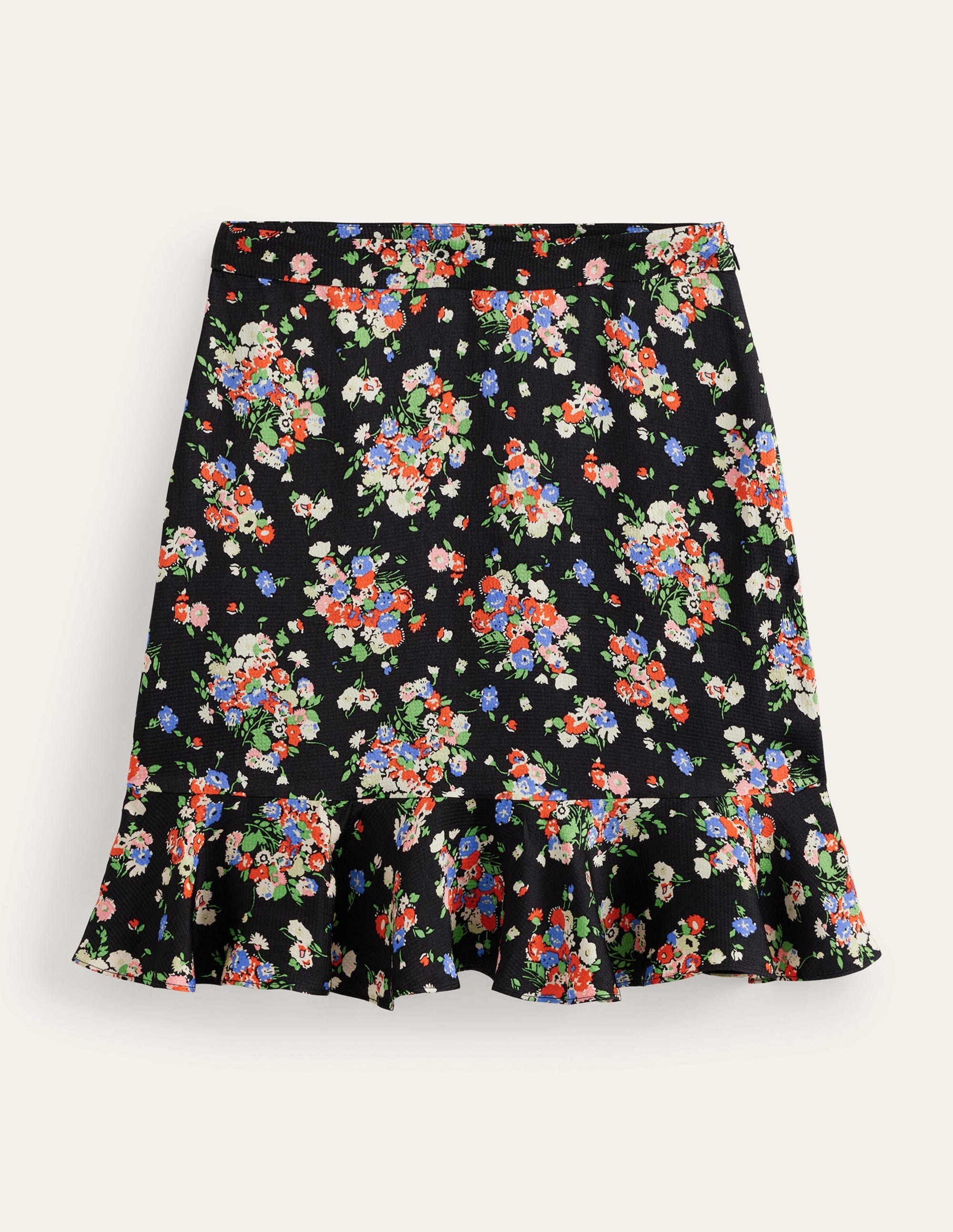 Satin Ruffle Mini Skirt-Black Wild Cluster - Image 2