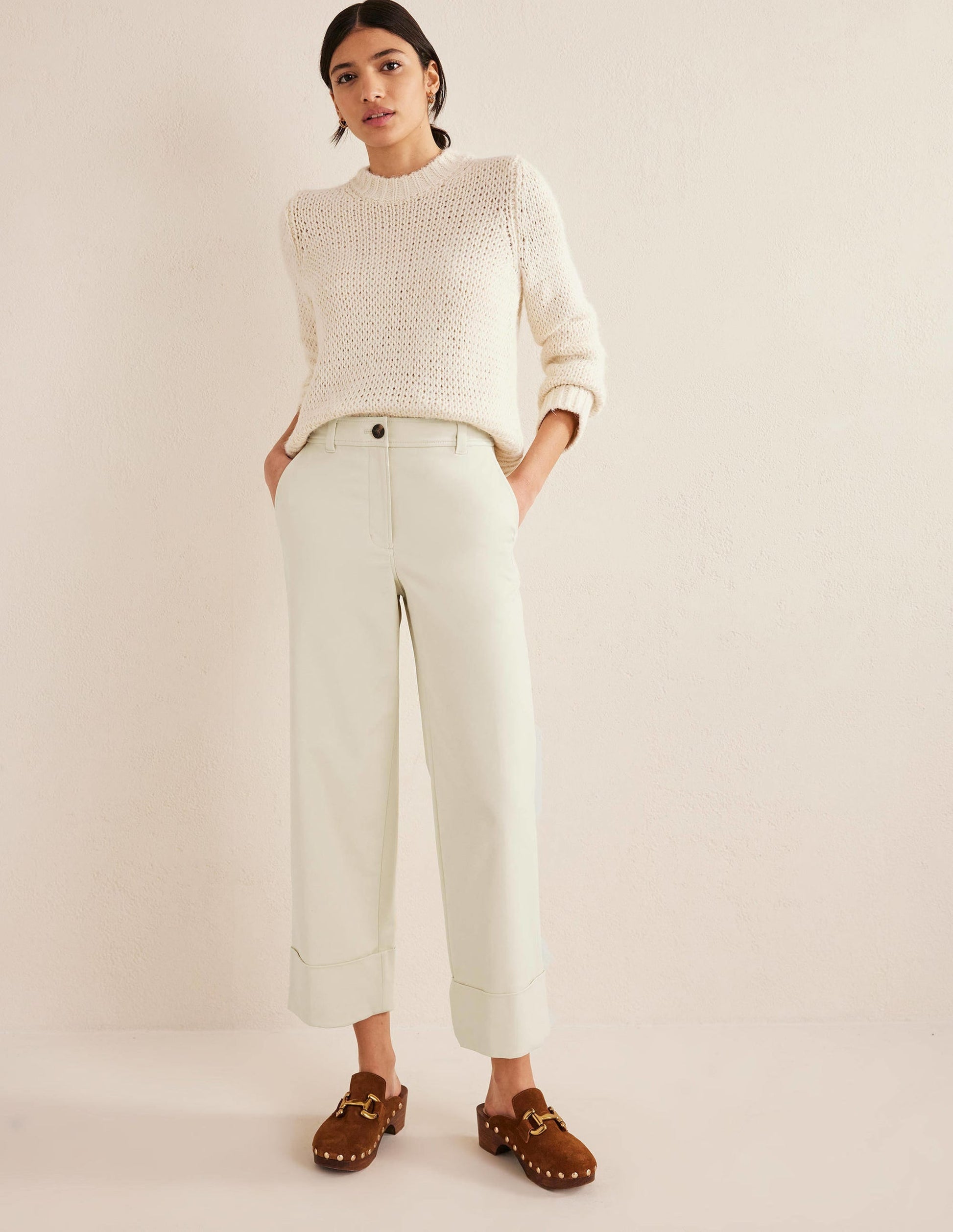 Tailored Turn Up Trousers-Pistachio Shell-1