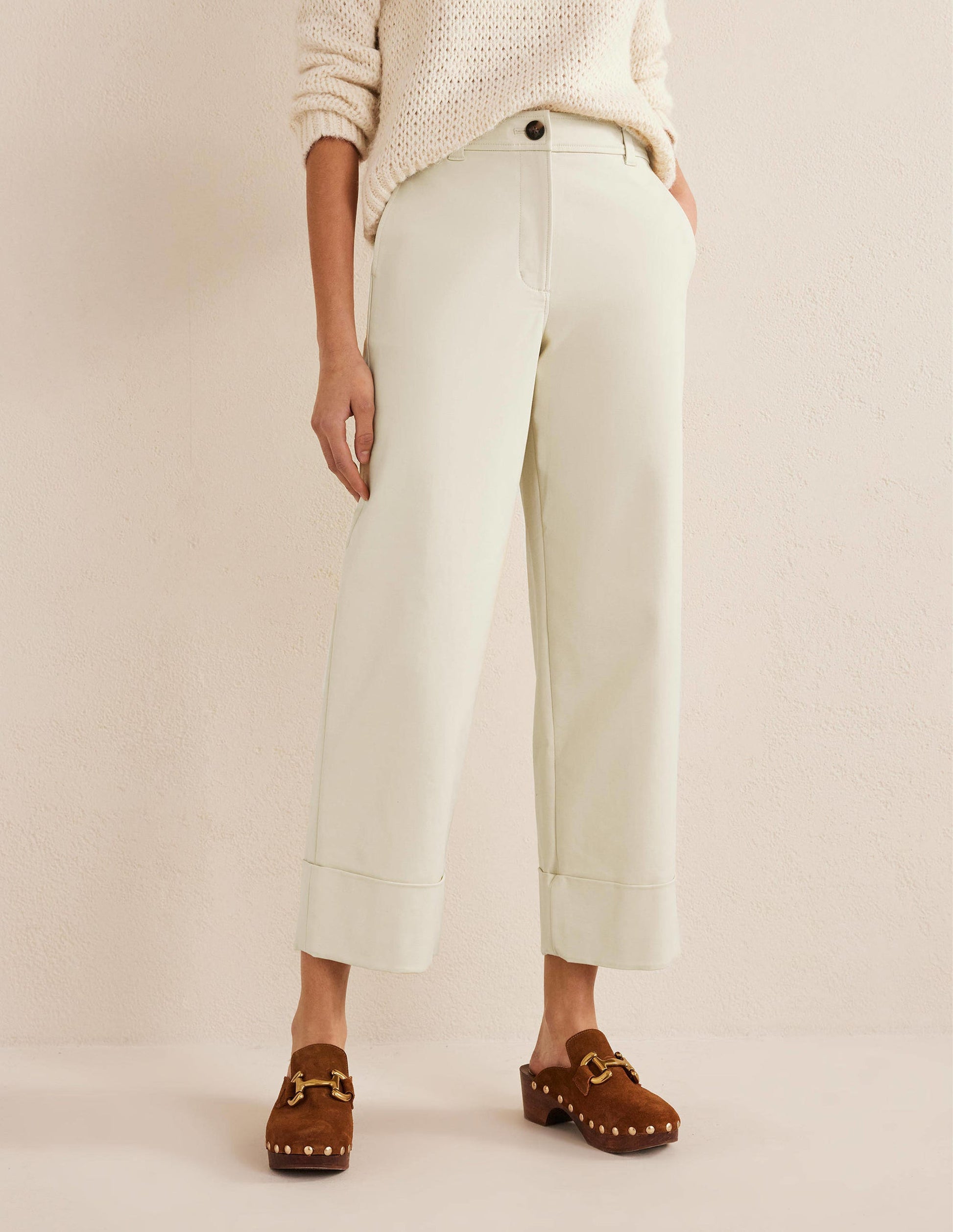 Tailored Turn Up Trousers-Pistachio Shell-4