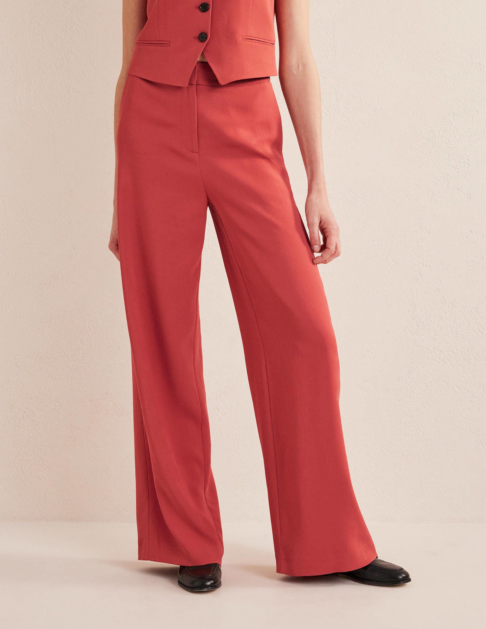 Fluid Wide Leg Trousers-Fox-4