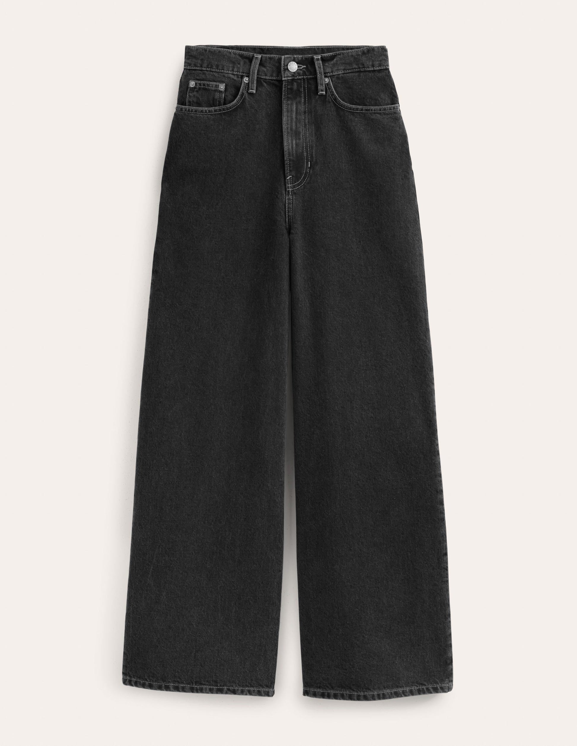 Mid Rise Slouch Wide Leg Jeans-Washed Black-2