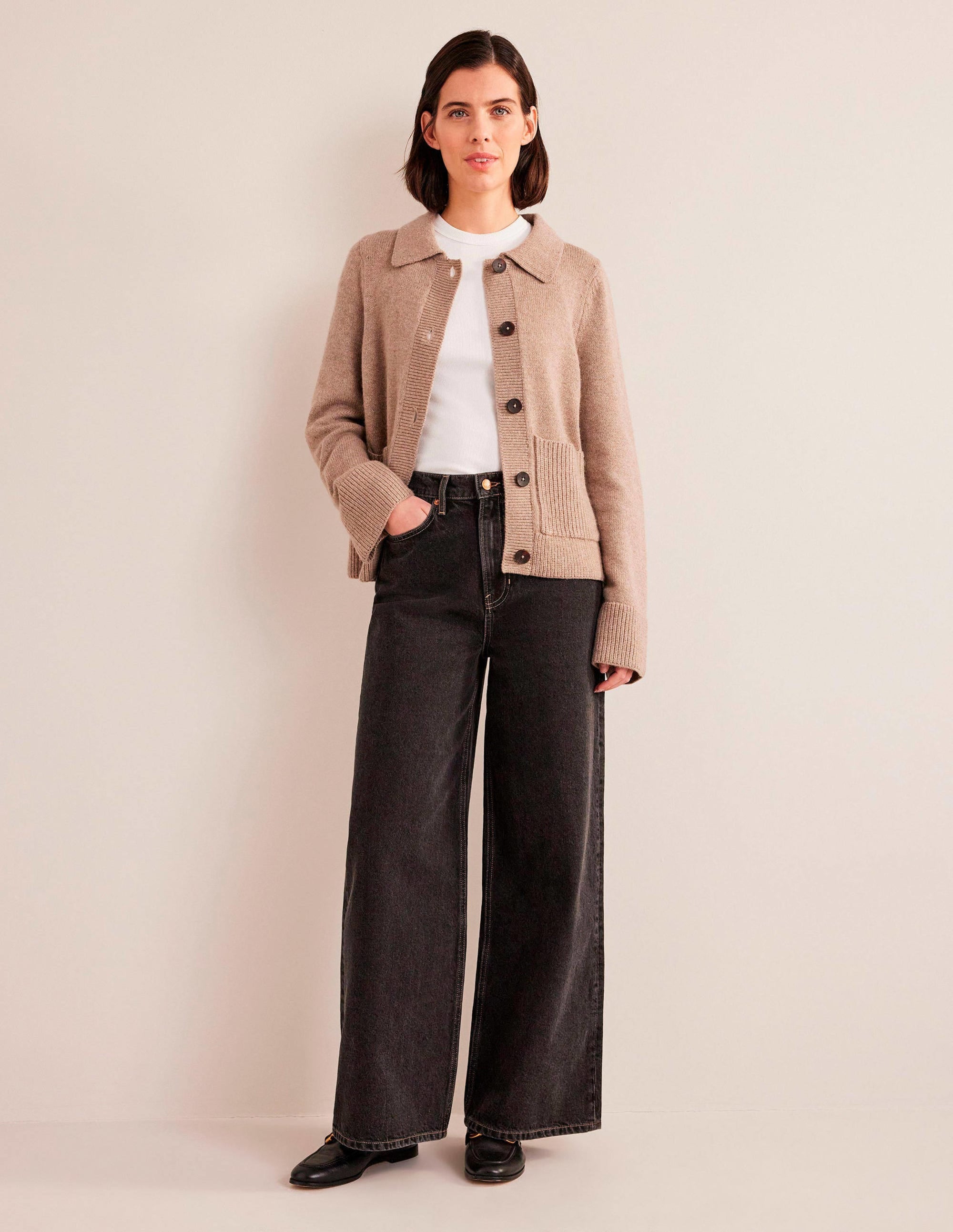 Mid Rise Slouch Wide Leg Jeans-Washed Black - Image 1