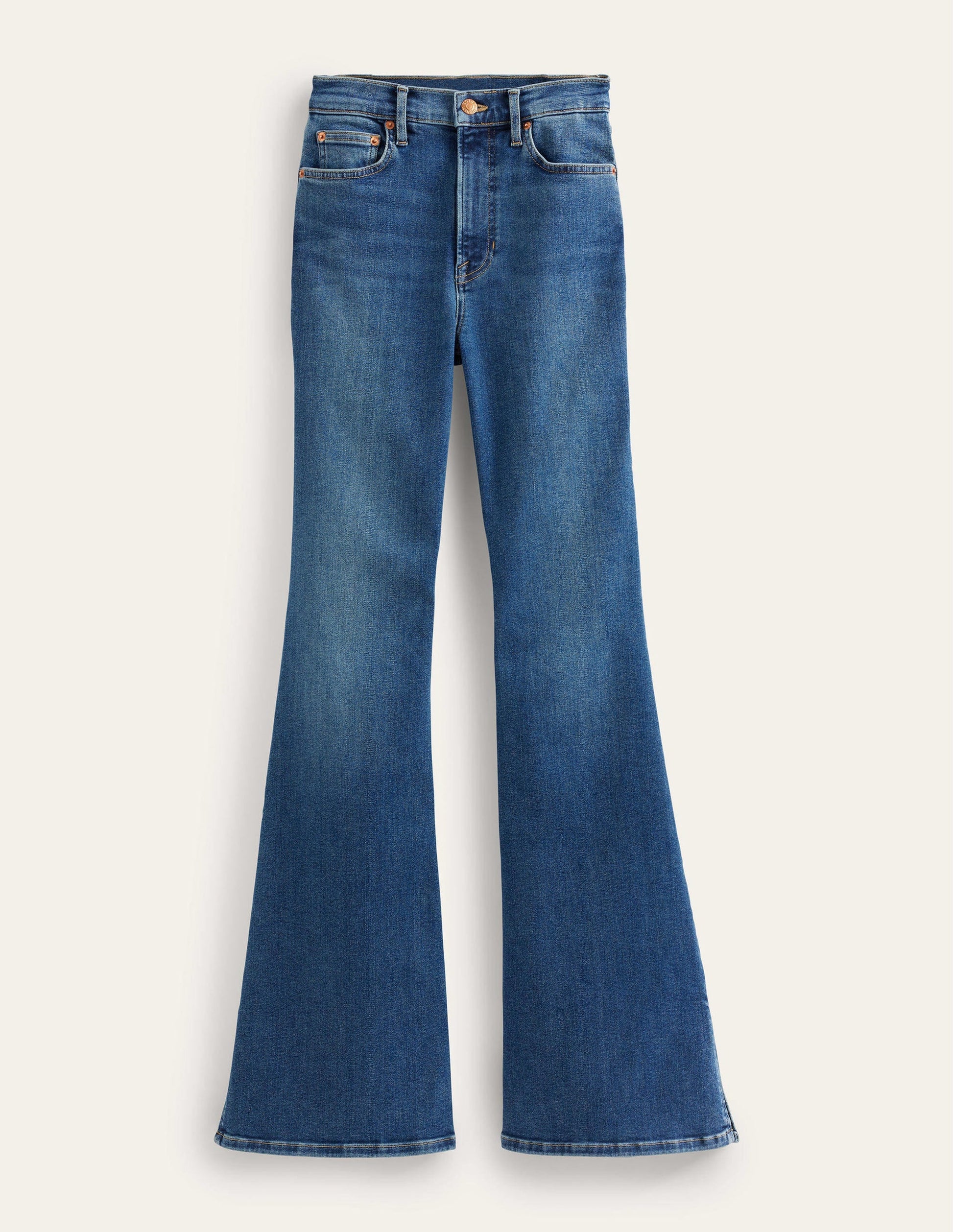 High Rise Split Flare Jeans-Indigo-6