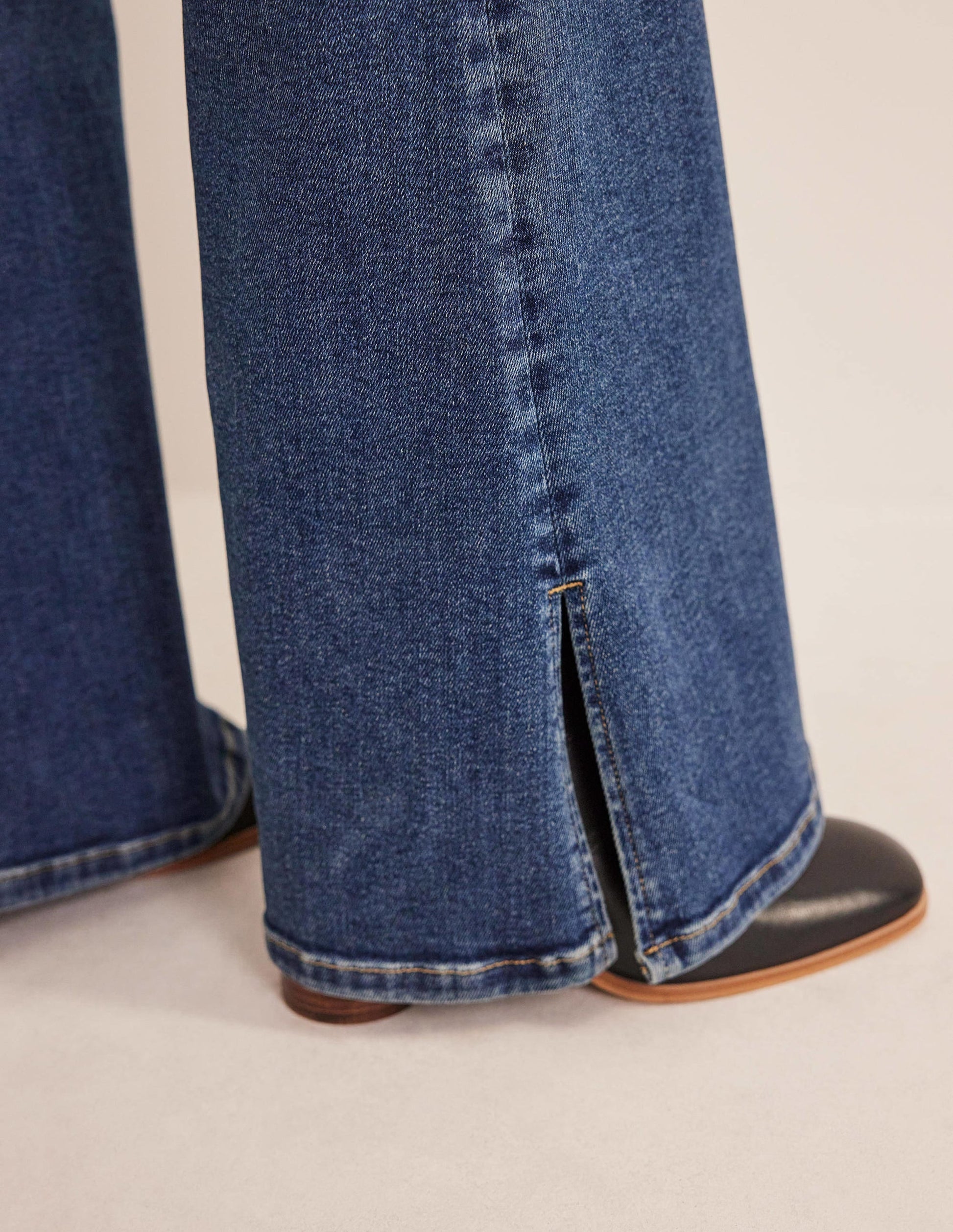 High Rise Split Flare Jeans-Indigo-5