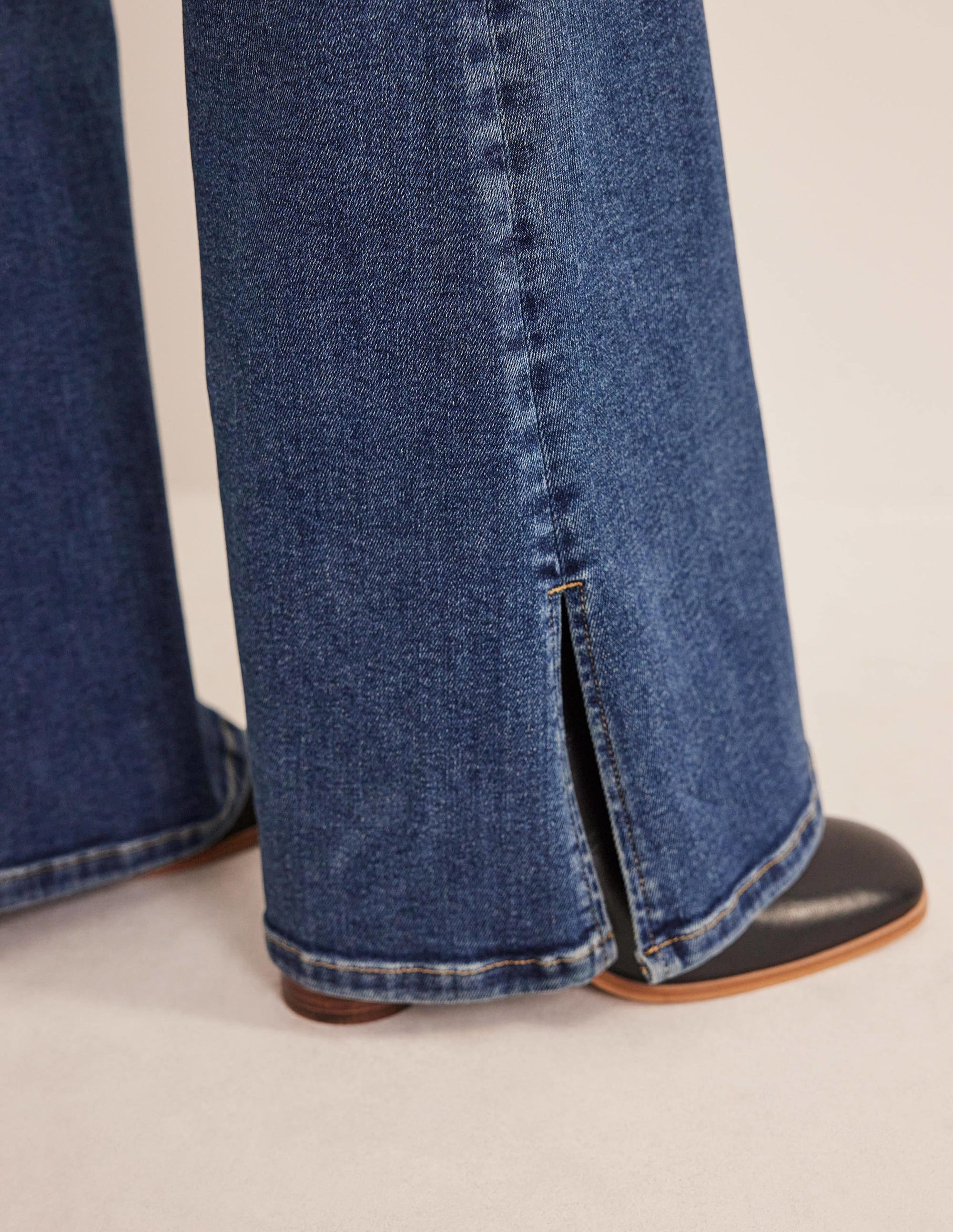 High Rise Split Flare Jeans-Indigo - Image 5