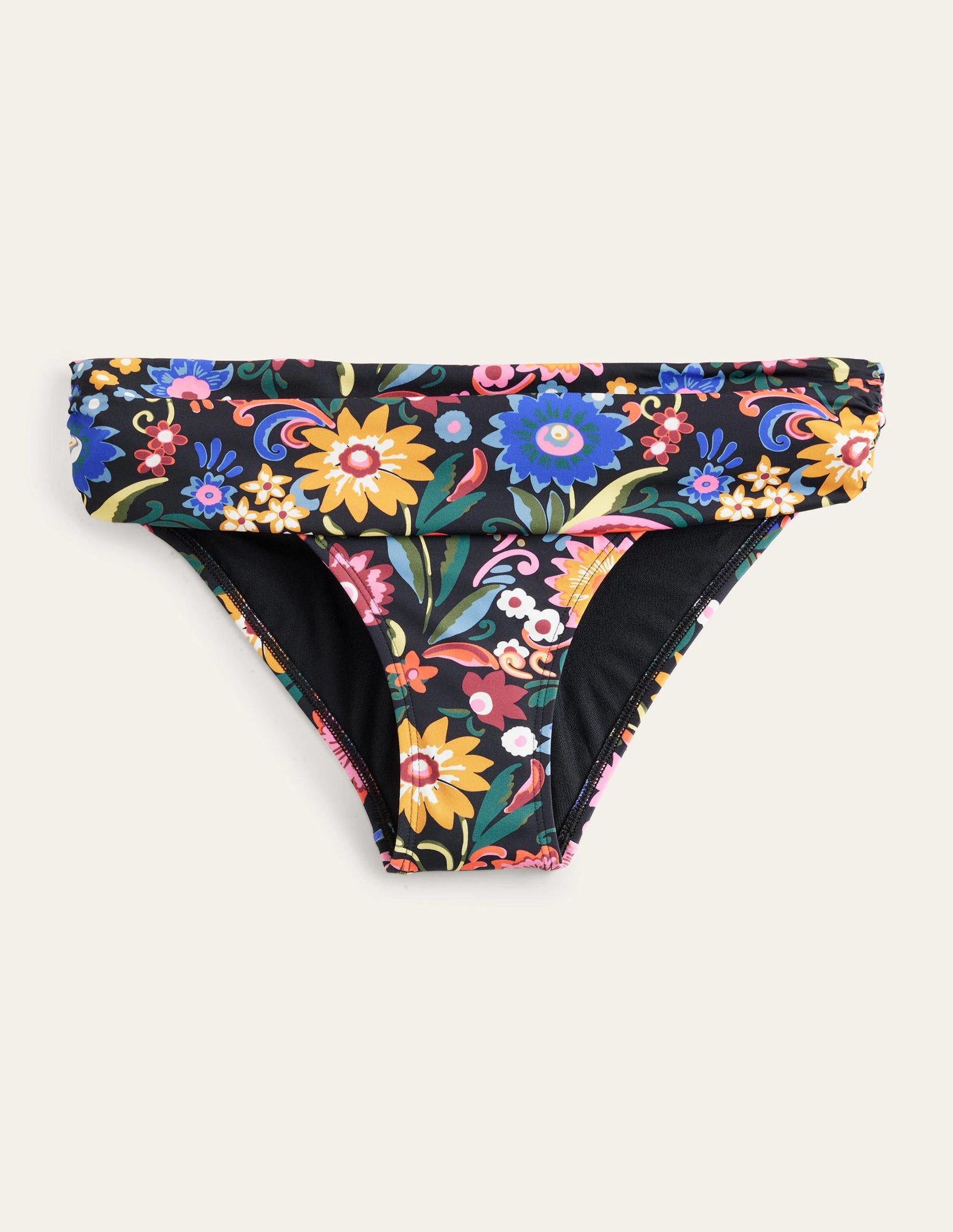 Levanzo Fold Bikini Bottoms-Black, Gardenia Pop-5
