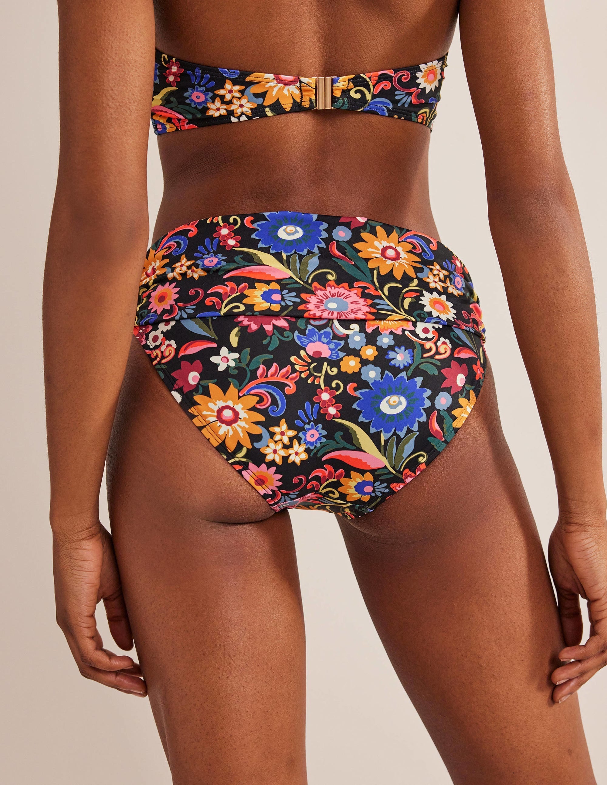 Levanzo Fold Bikini Bottoms-Black, Gardenia Pop - Image 3