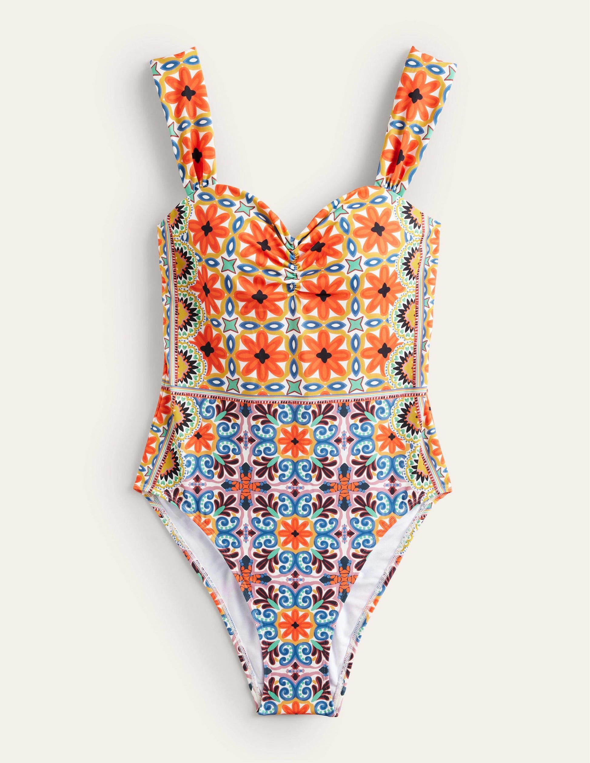 Pleated Sweetheart Swimsuit-Tigerlily, Tapestry Geo-6