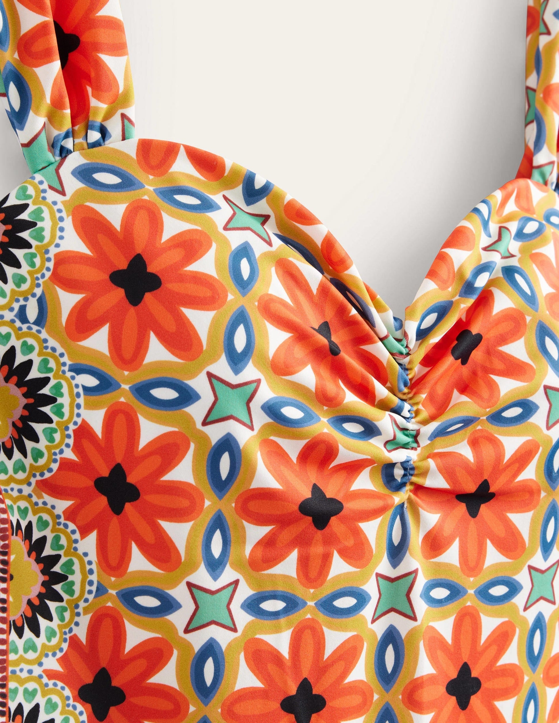 Pleated Sweetheart Swimsuit-Tigerlily, Tapestry Geo-7