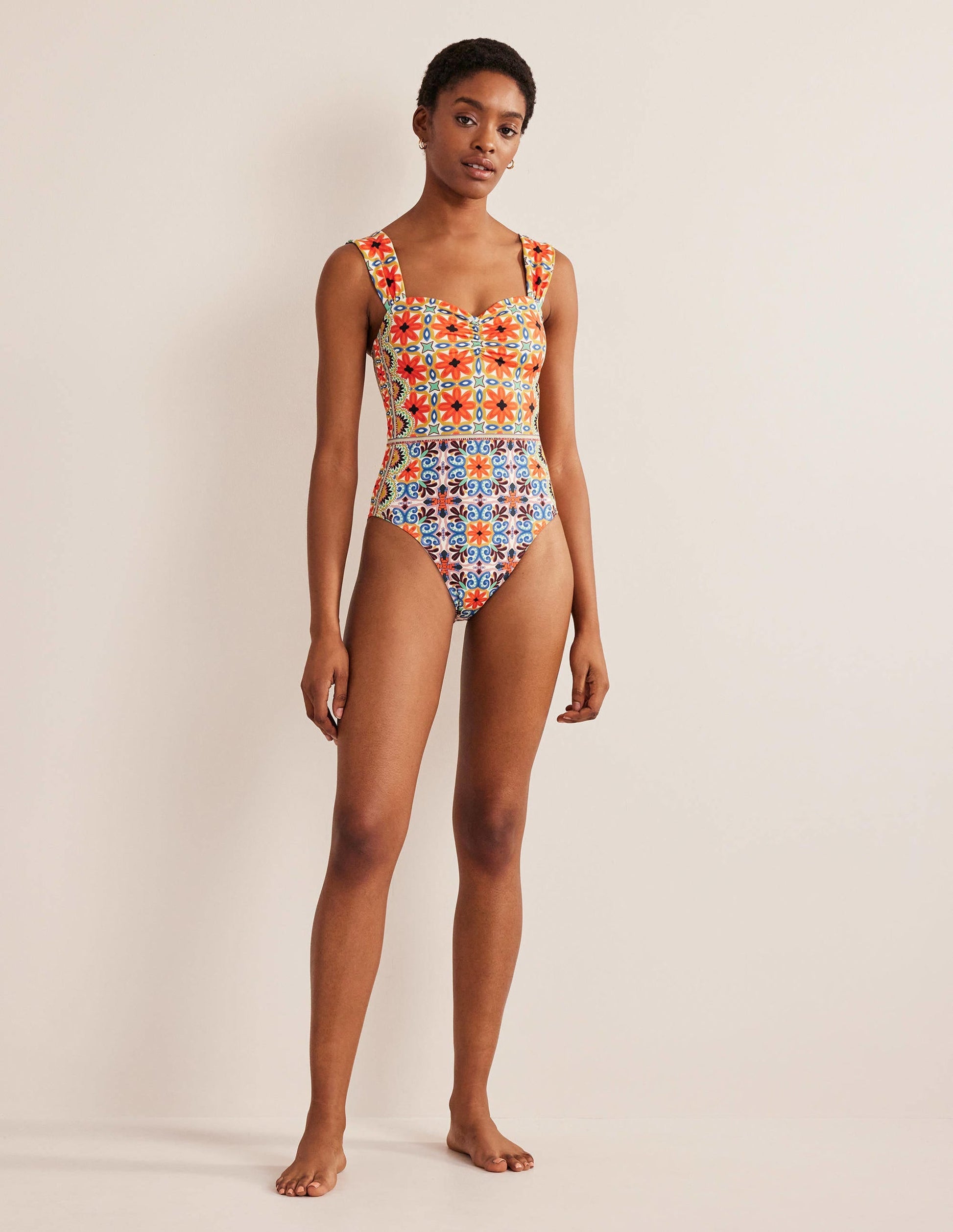 Pleated Sweetheart Swimsuit-Tigerlily, Tapestry Geo-5