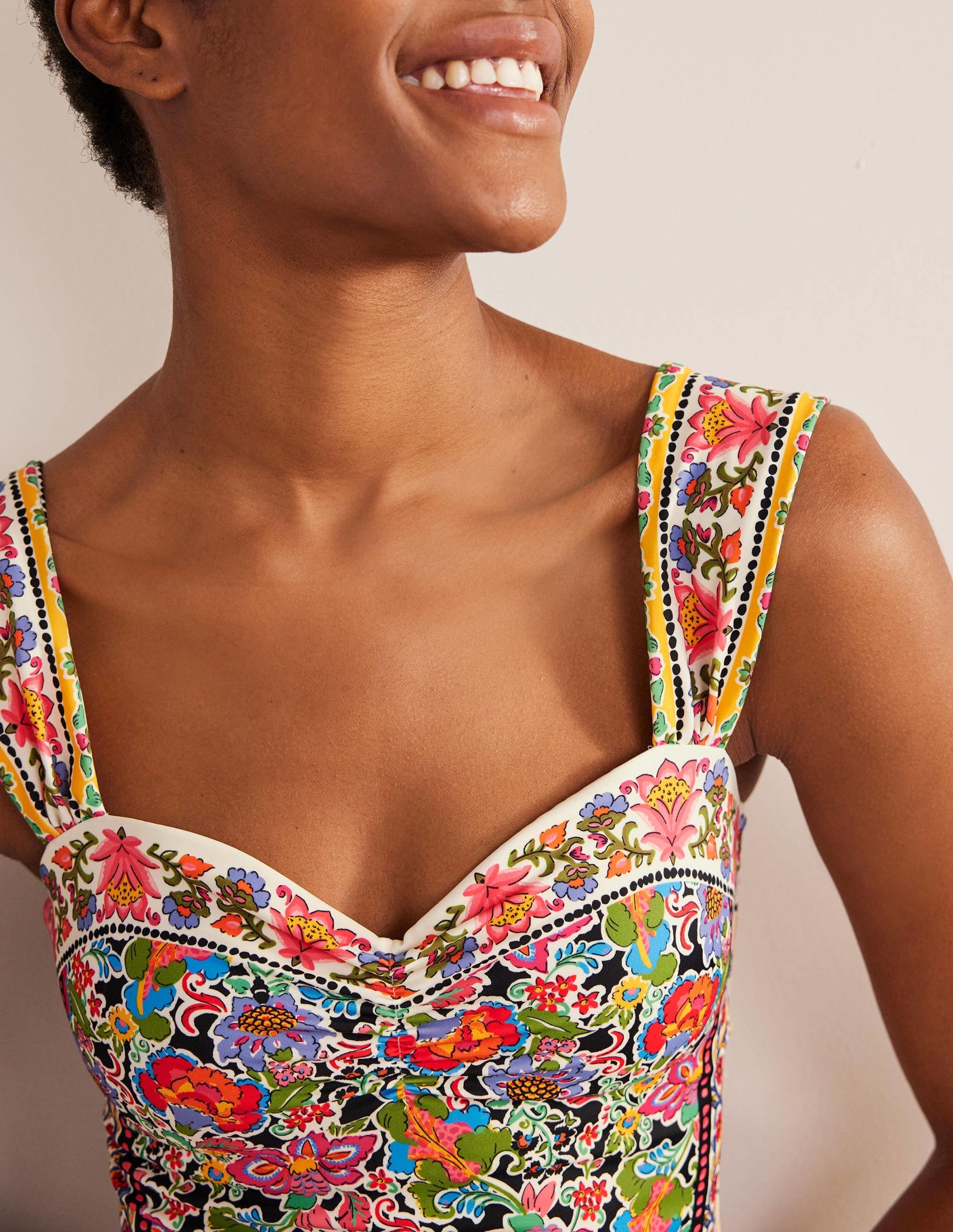 Pleated Sweetheart Swimsuit-Multi, Carnation Garden - Image 2