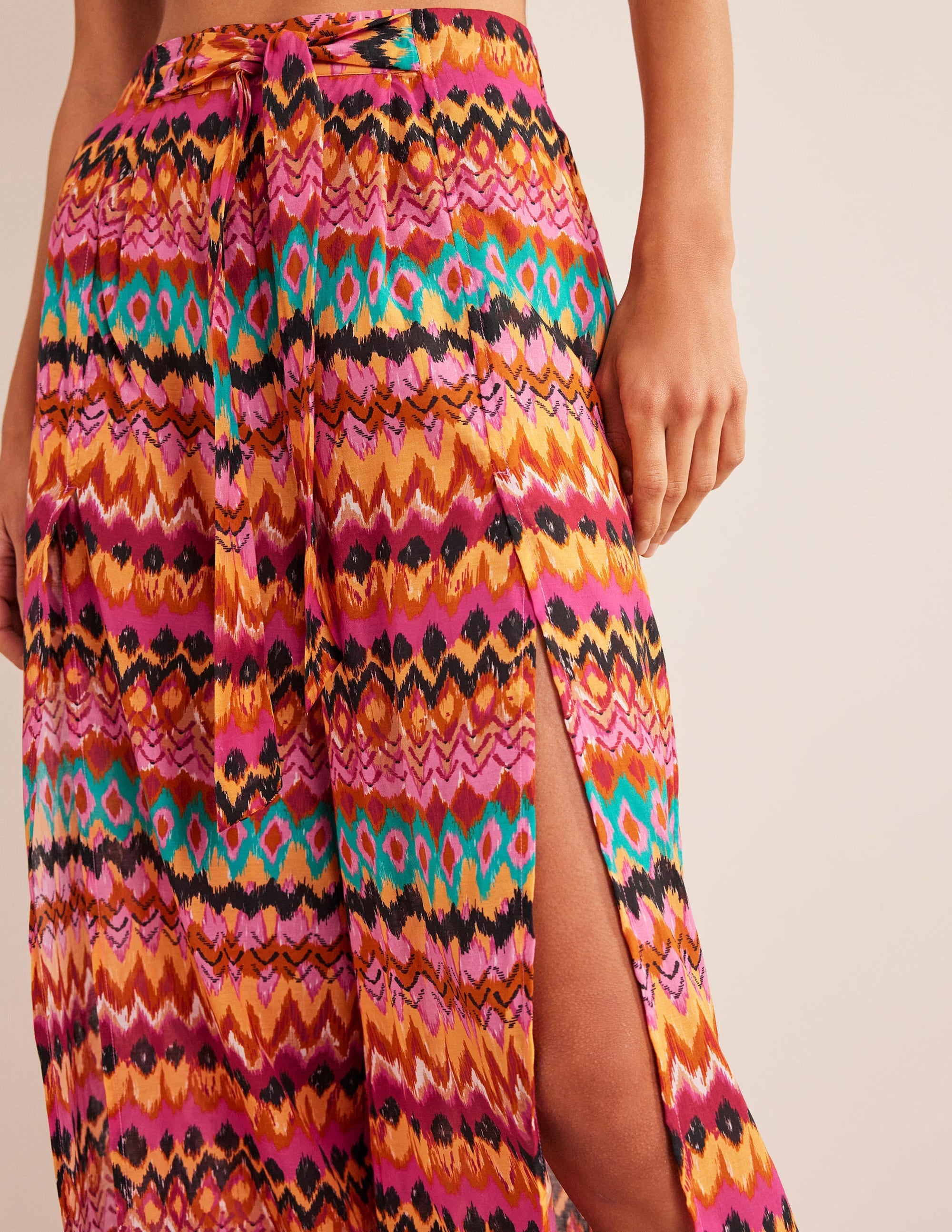 Pull On Side Split Trousers-Multi, Abstract Rose - Image 5