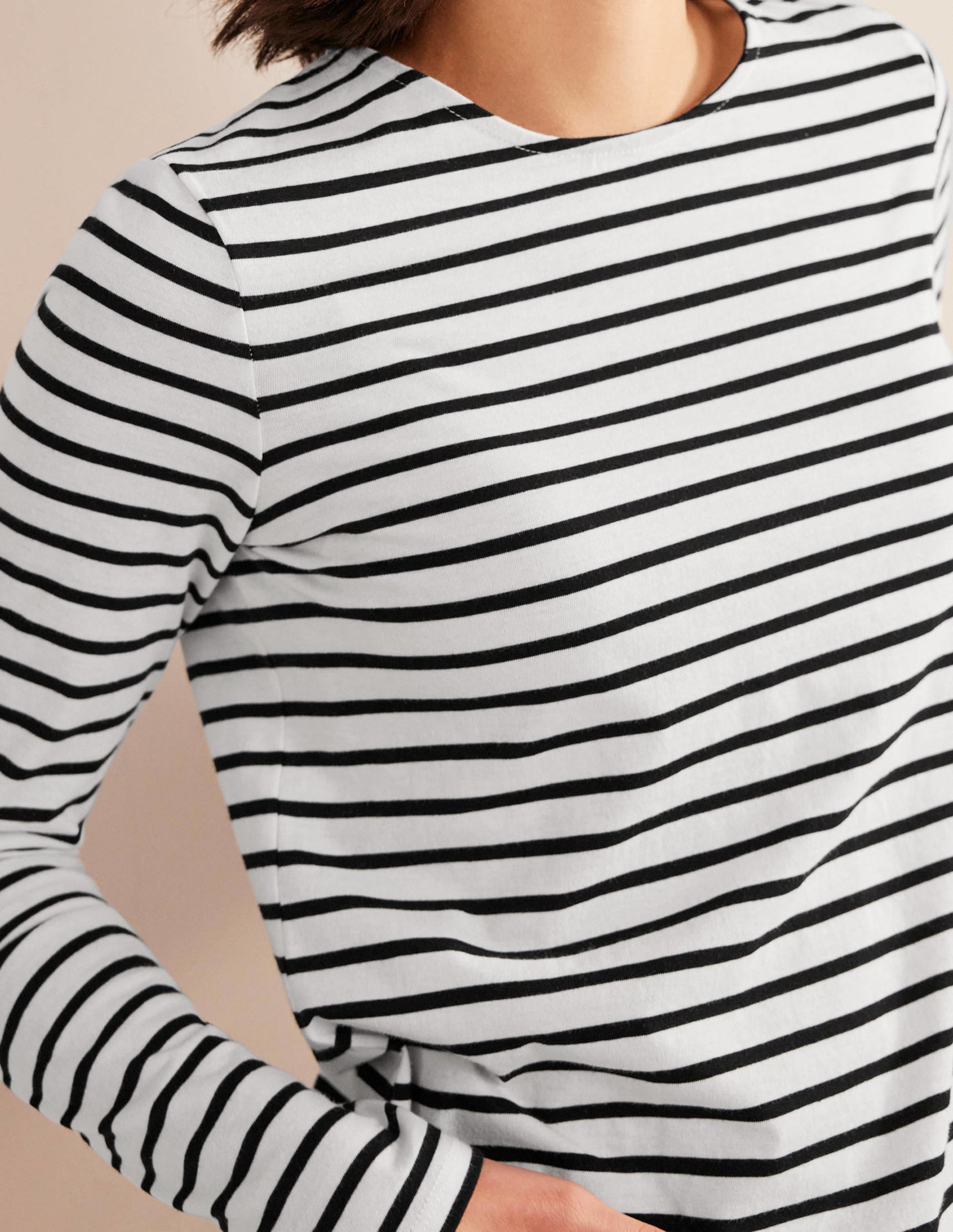 Bea Long Sleeve Breton-Ivory, Black-2