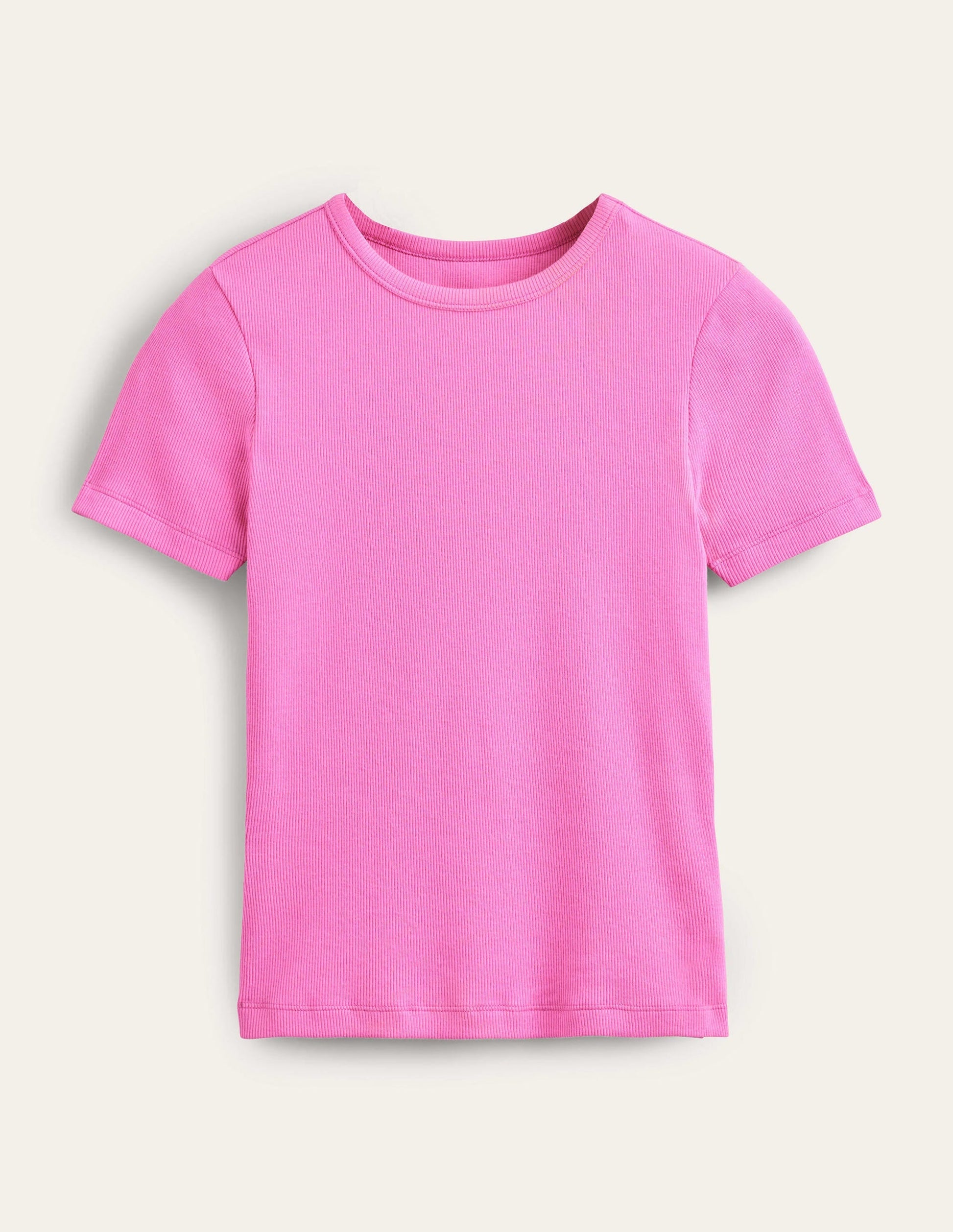 Ribbed Crew Neck T-shirt-Plum Blossom-5