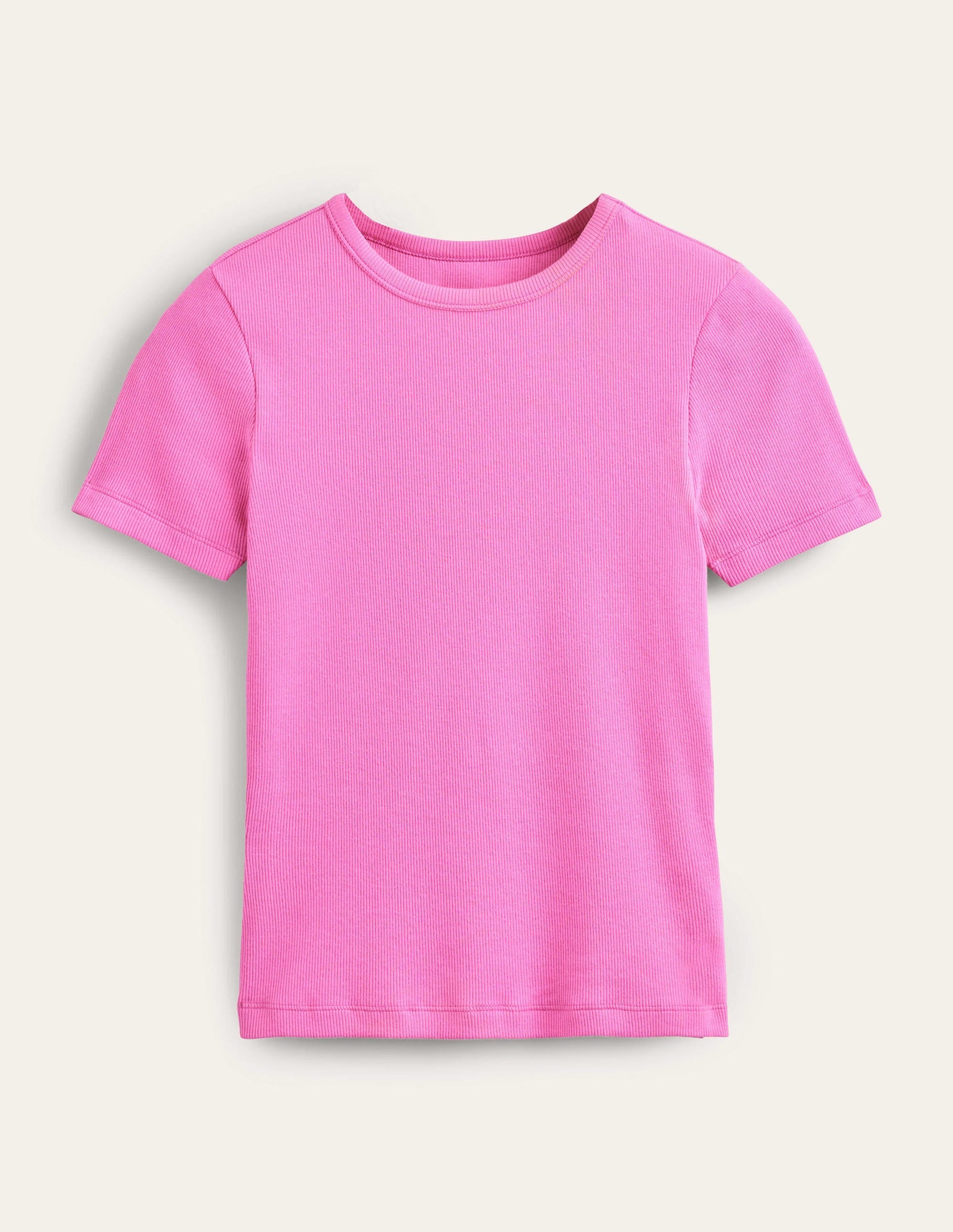 Ribbed Crew Neck T-shirt-Plum Blossom - Image 5